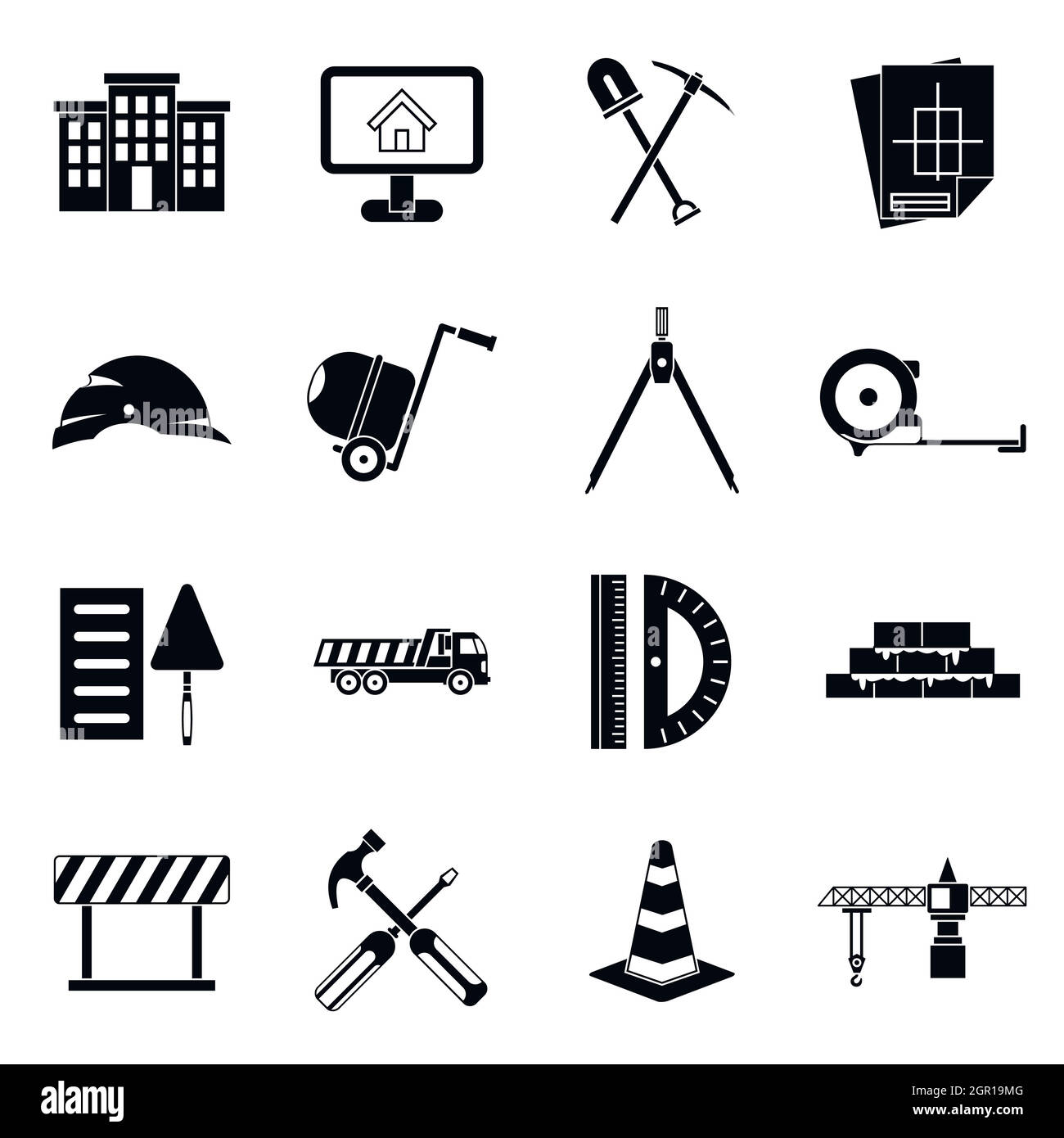 Icons set de construction, le style simple Illustration de Vecteur