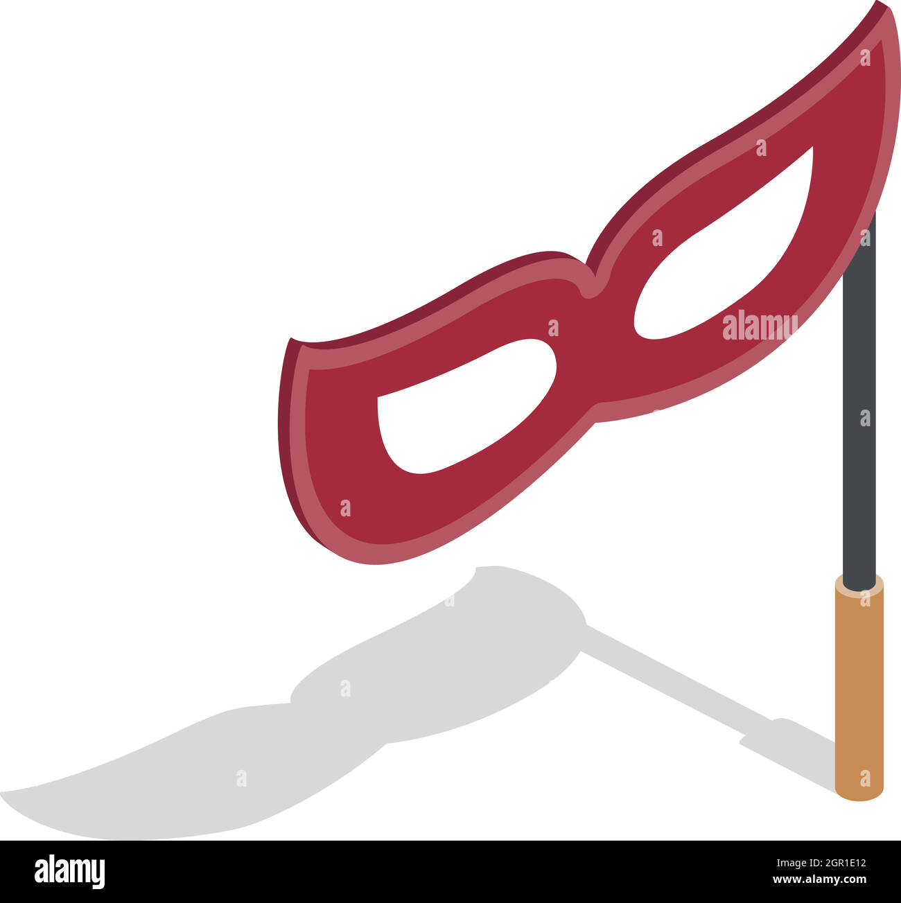 Masque rouge sur un bâton, l'icône de style 3D isométrique Illustration de Vecteur