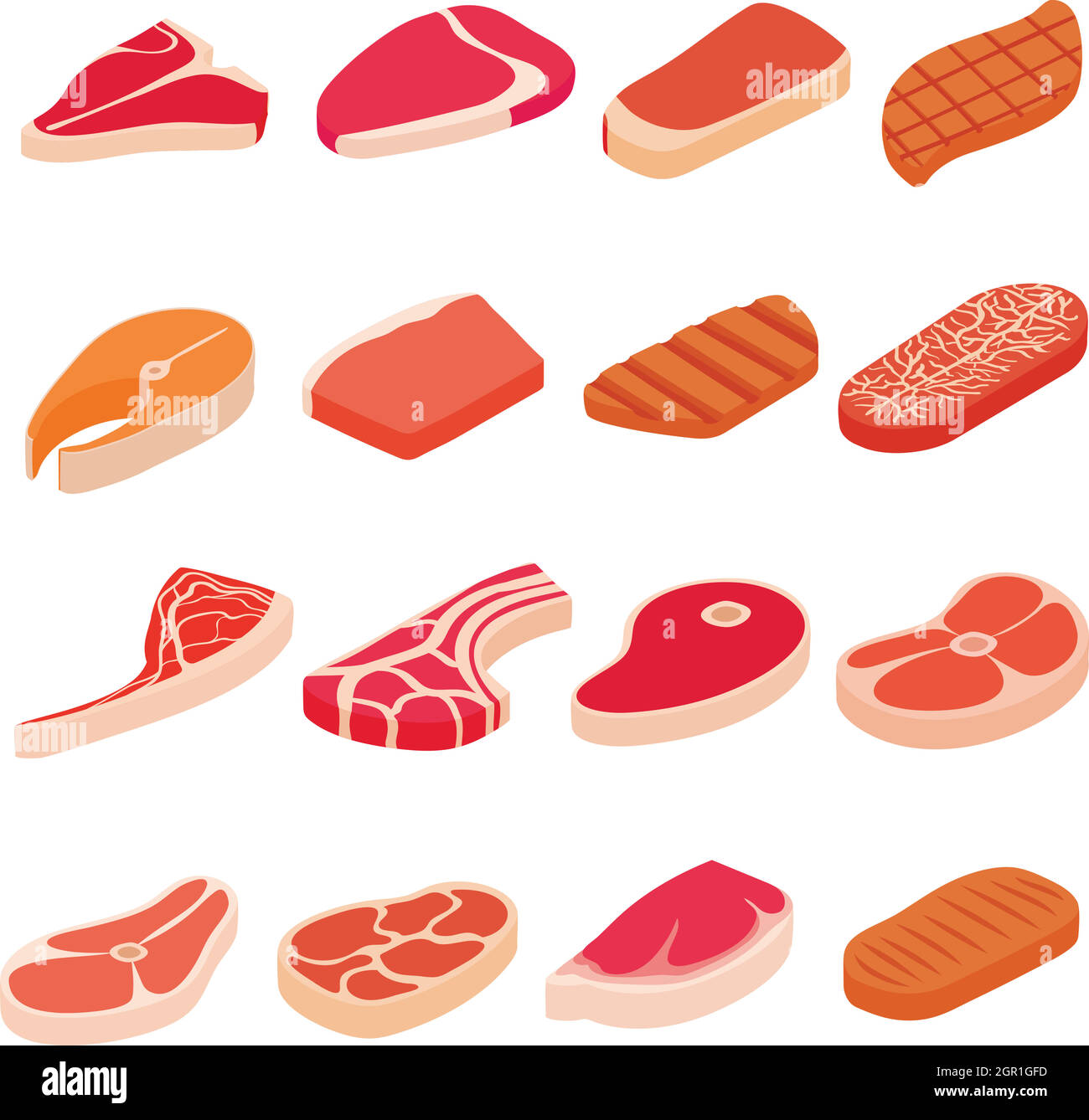 Steak icons set, cartoon style Illustration de Vecteur