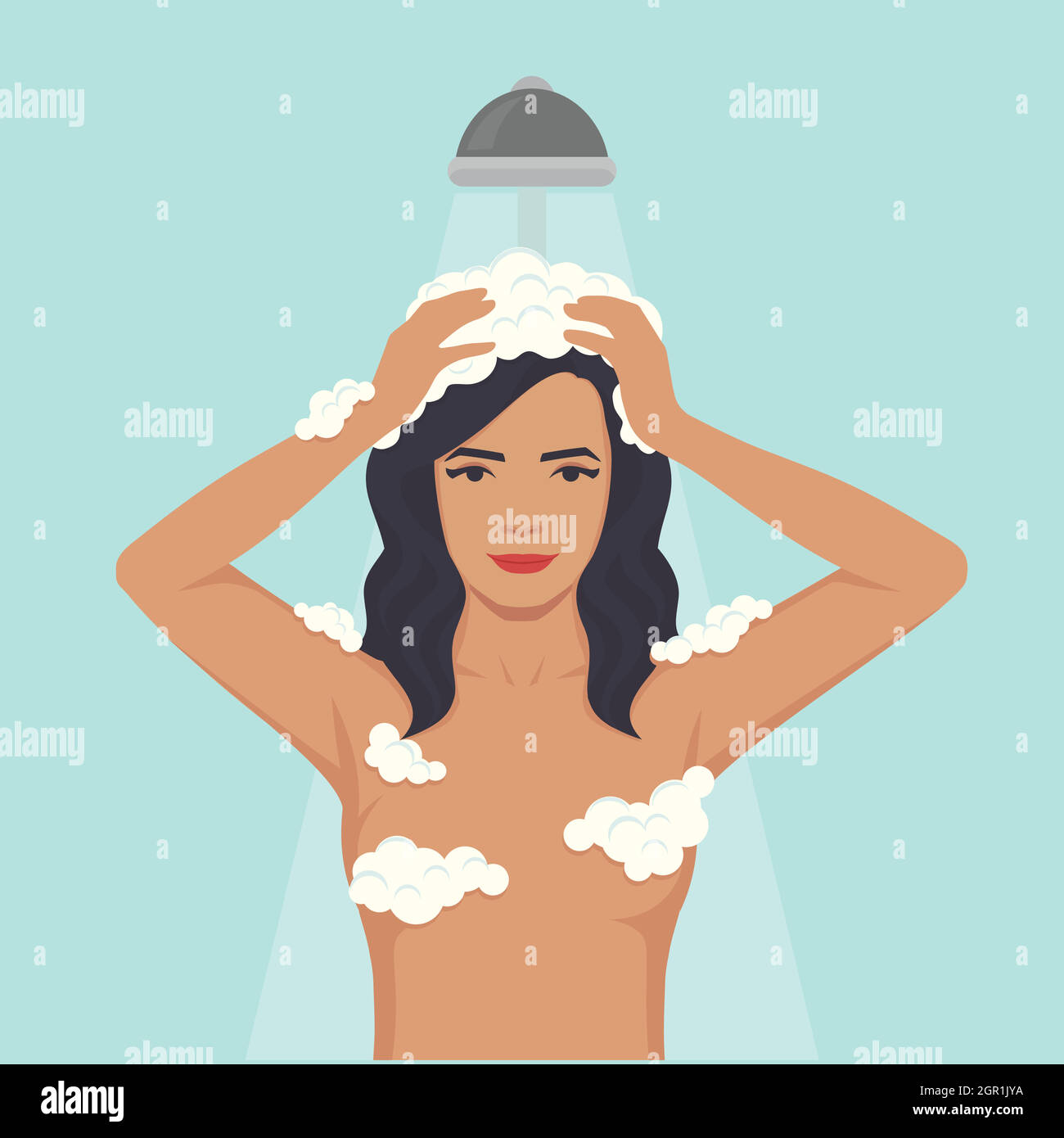 une femme se sèche les cheveux après la douche 5140910 Photo de stock chez  Vecteezy