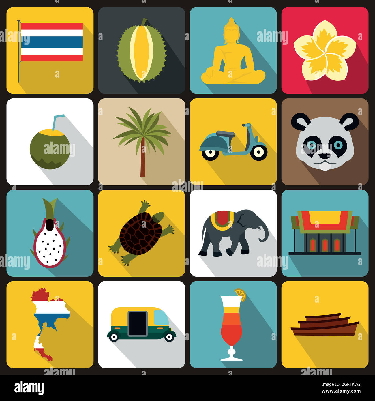 Costa Rica icons set, télévision ctyle Illustration de Vecteur