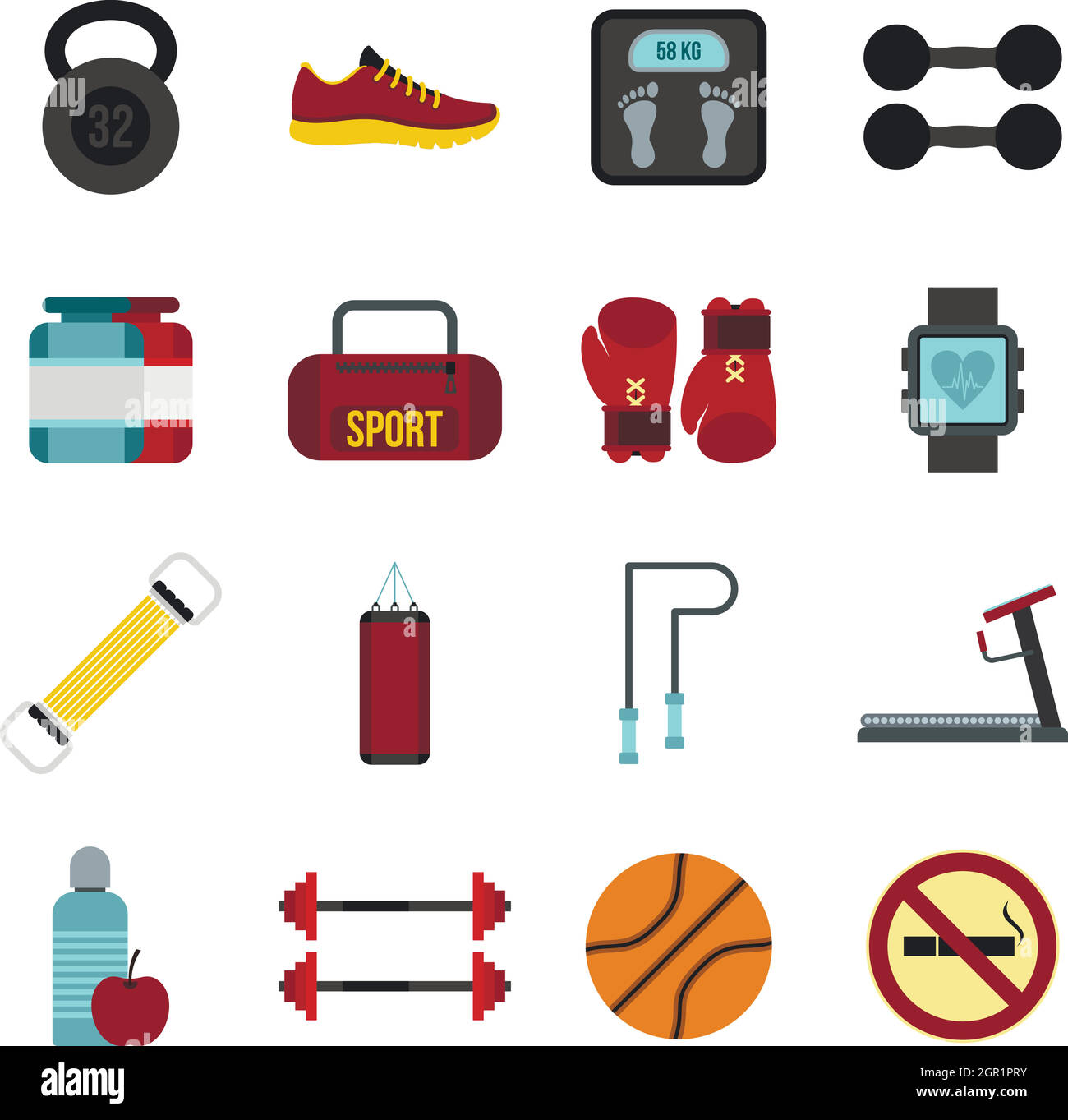 Sport icons set, style plat Illustration de Vecteur