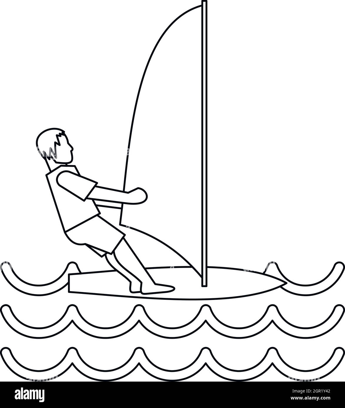 Windsurfer icône, style simple. Illustration de Vecteur