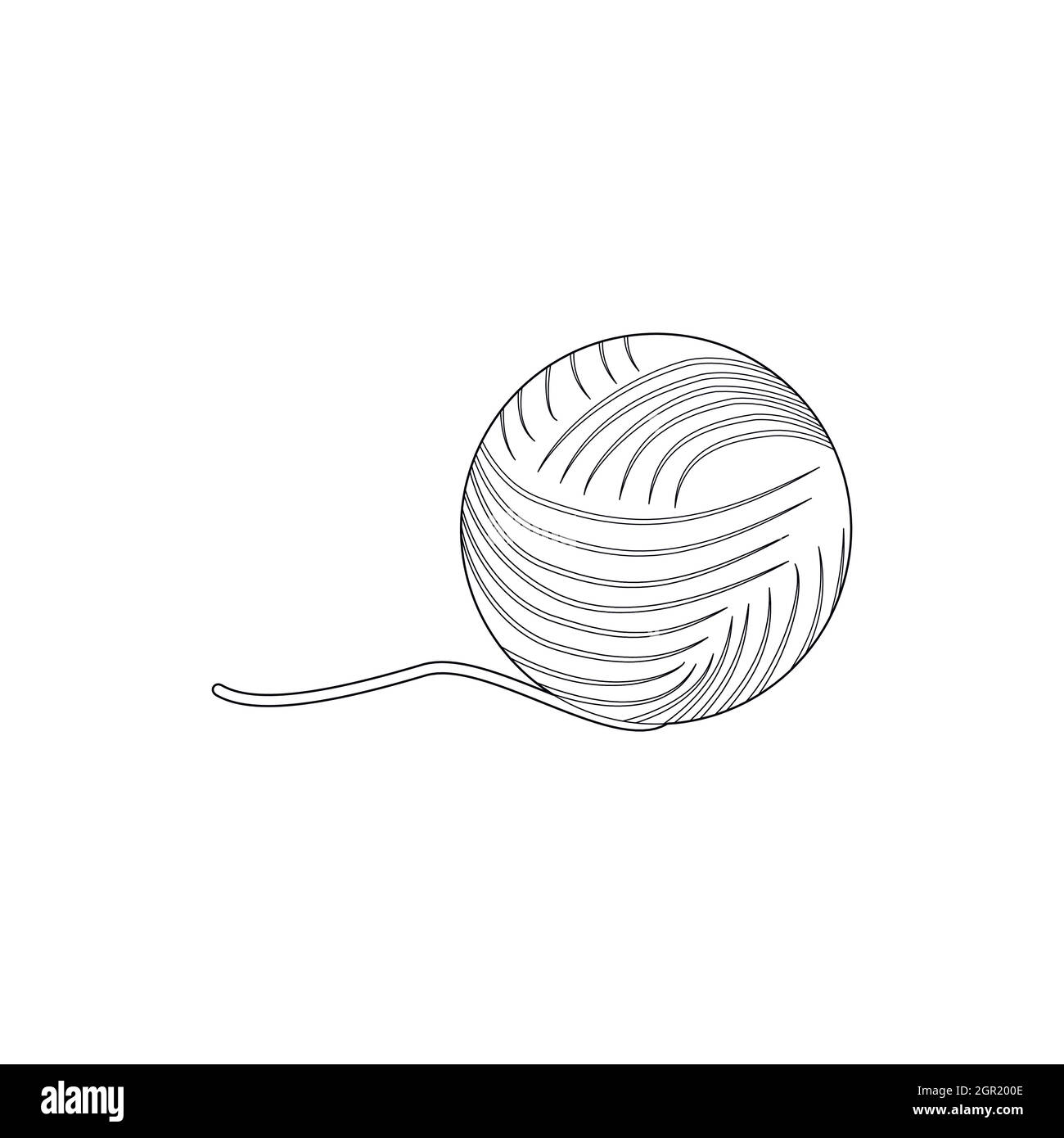 Pelote de laine, l'icône de style contour Illustration de Vecteur
