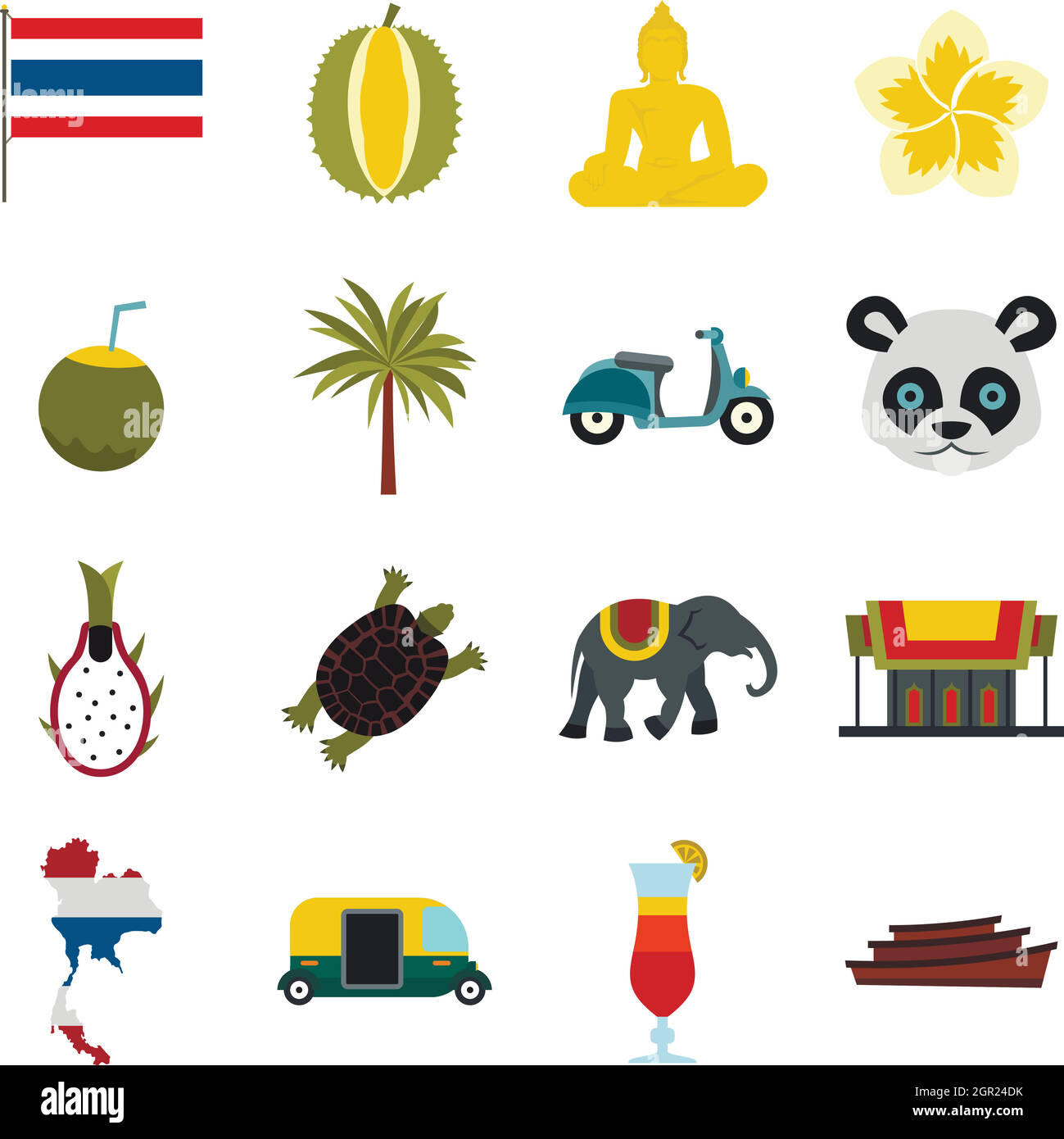 Thaïlande icons set, télévision ctyle Illustration de Vecteur