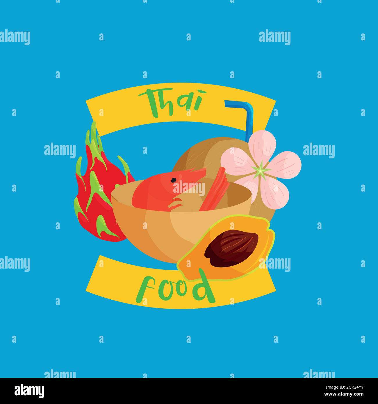 Thai Food icône dans le style plate Illustration de Vecteur