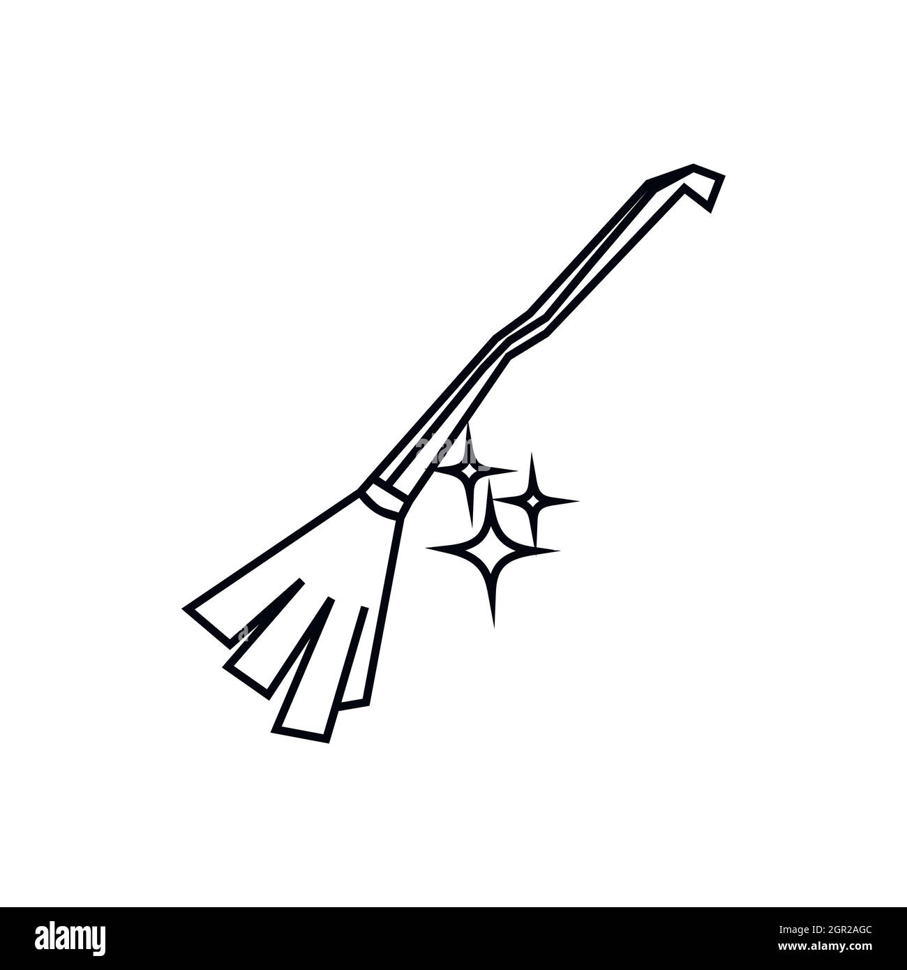 Balai magique, icône de style contour Illustration de Vecteur