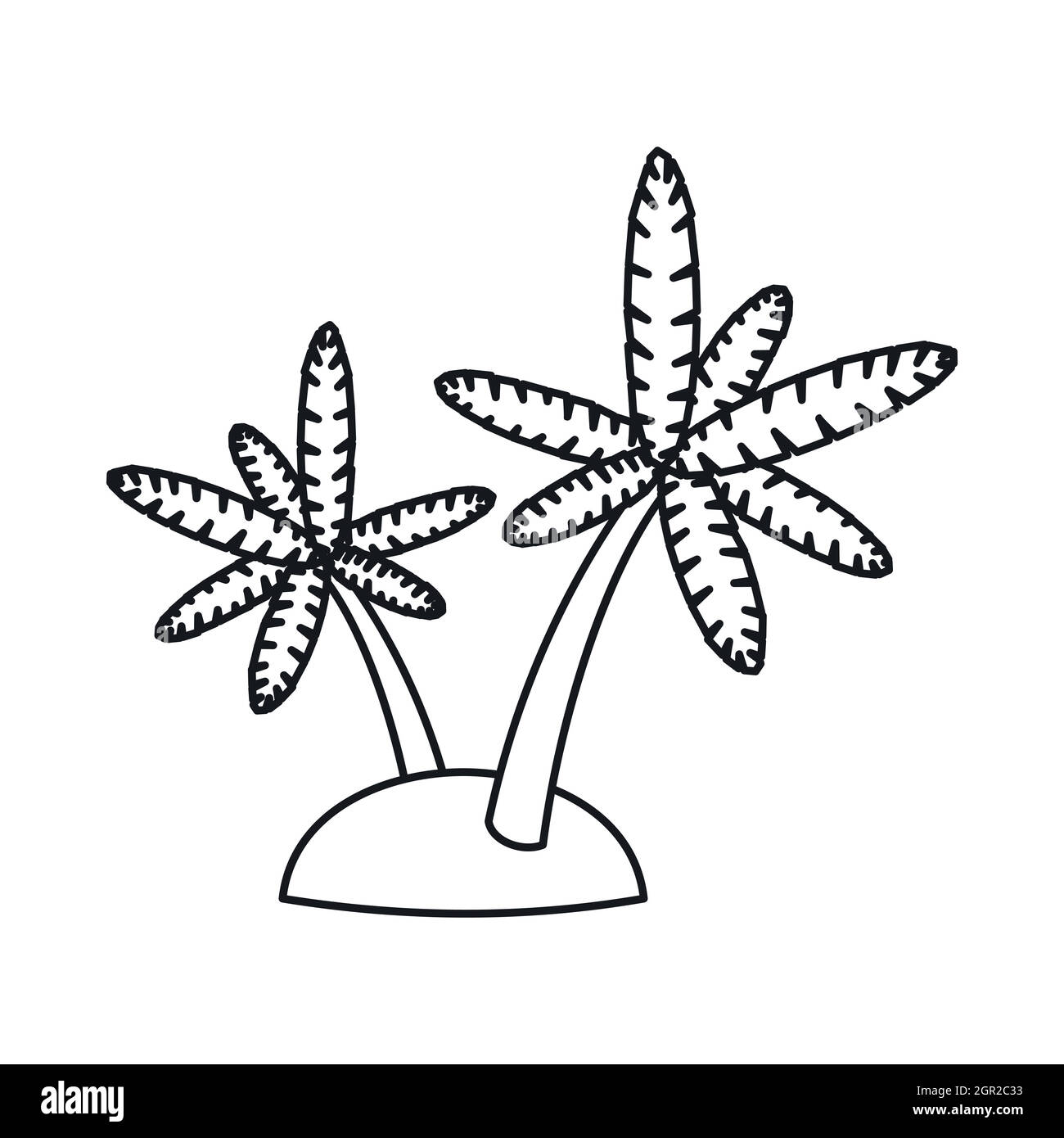 Palmiers sur l'île, l'icône de style contour Illustration de Vecteur