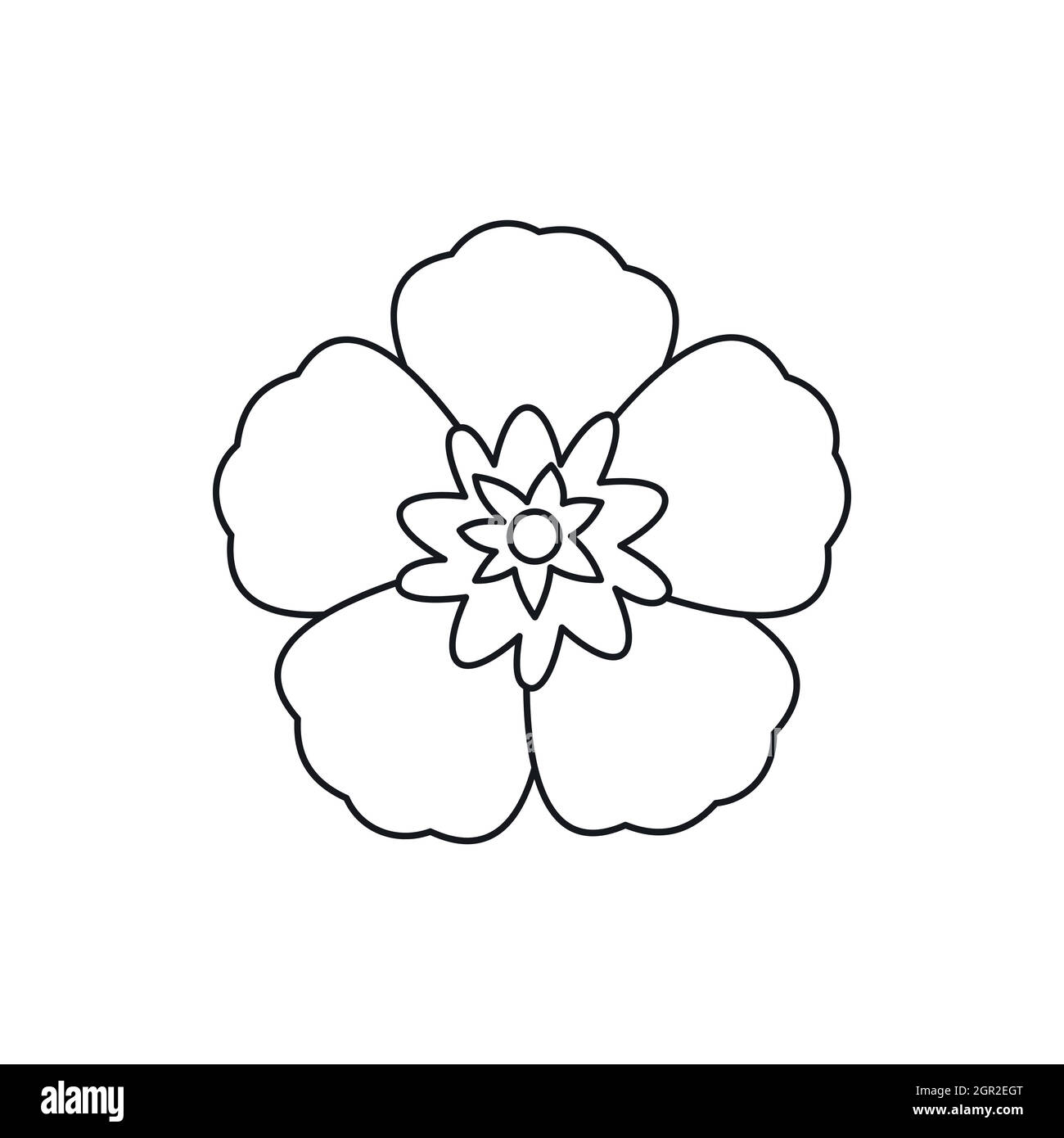 Rose de Sharon, le coréen, l'icône de fleur style contour Illustration de Vecteur