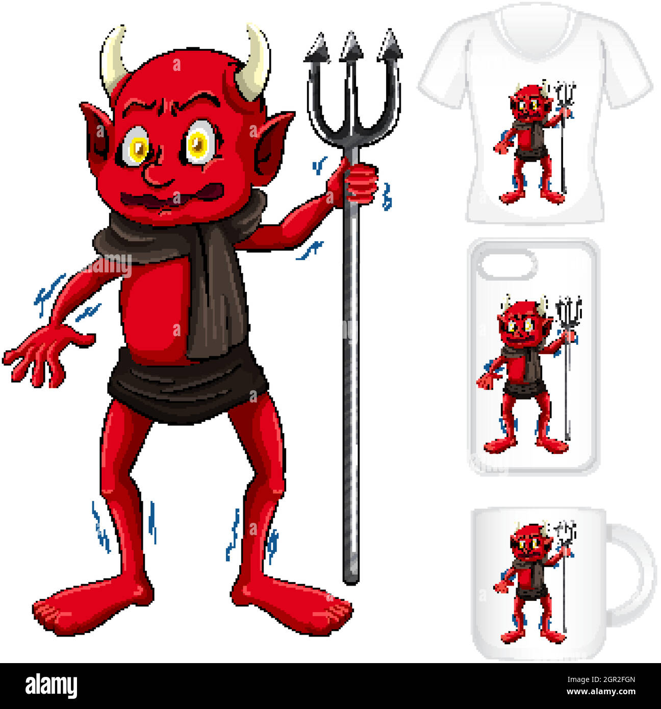 Motif graphique sur différents produits avec Red Devil Illustration de Vecteur