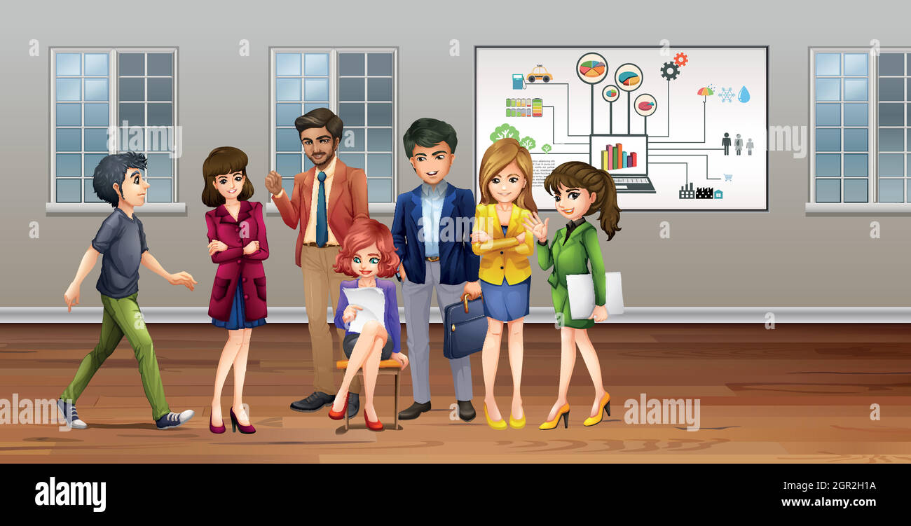 Il y a beaucoup de gens d'affaires au bureau Illustration de Vecteur