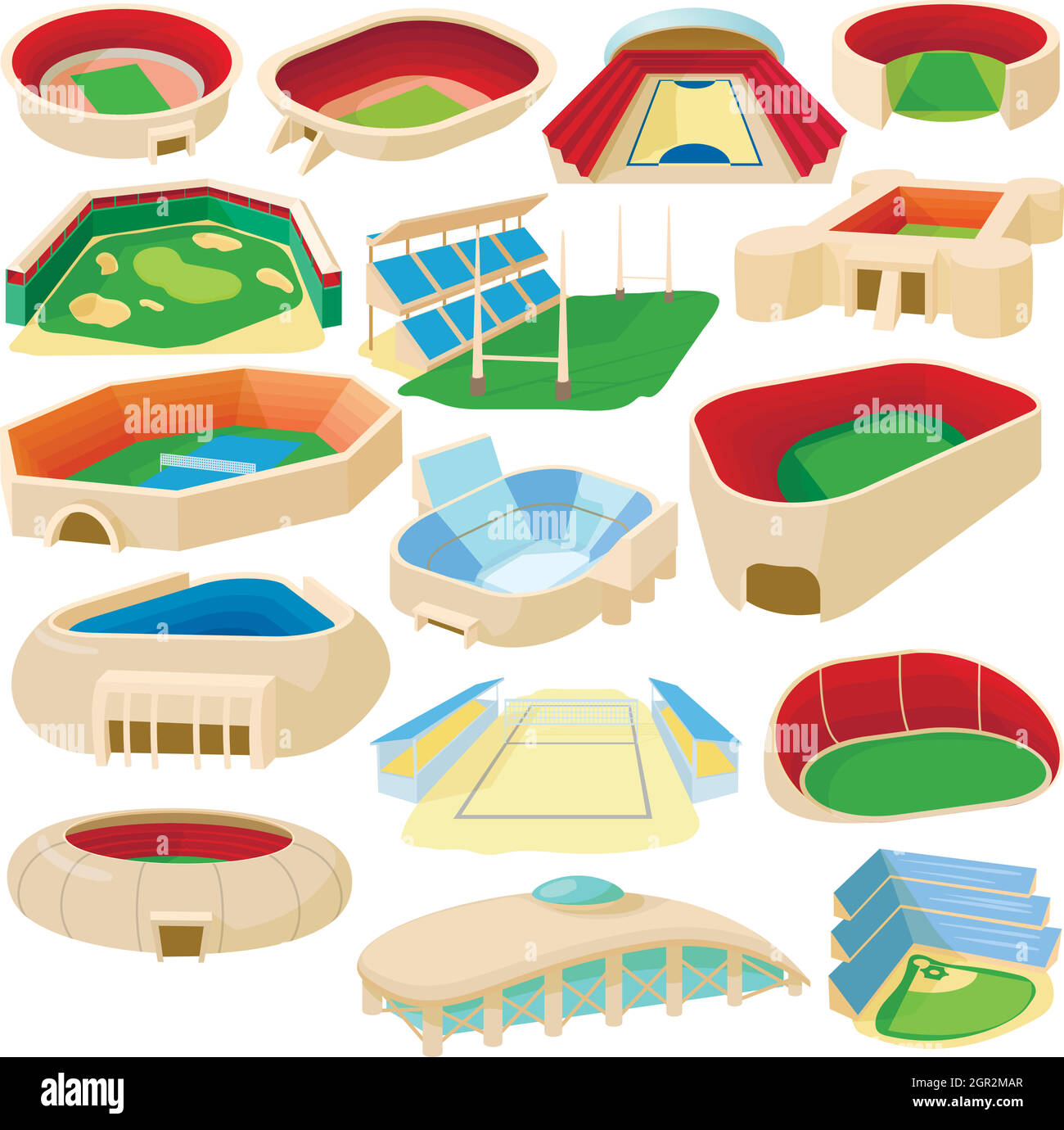 Stade sportif, style cartoon Illustration de Vecteur