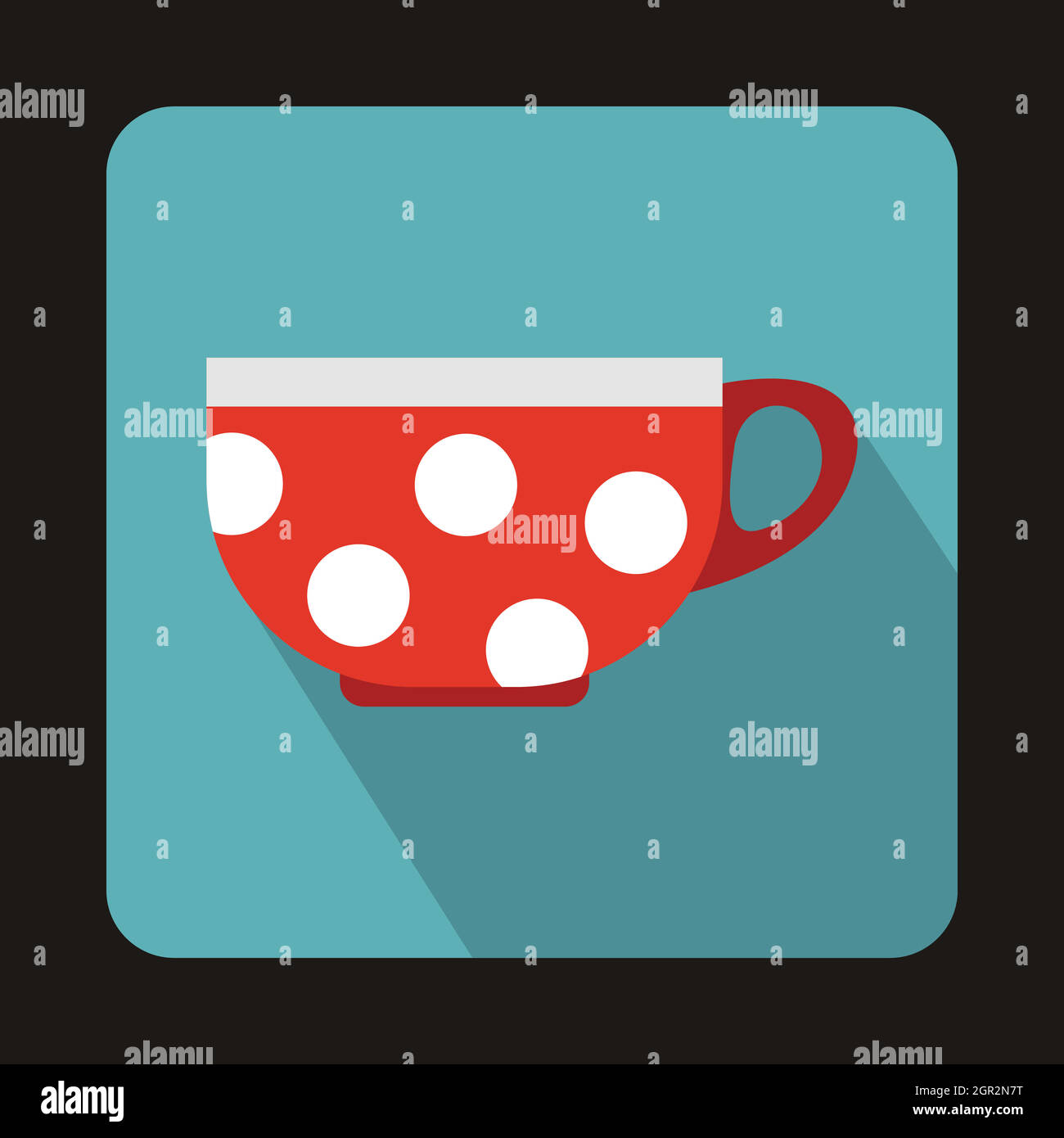 Tasse rouge à pois blancs, icône de style plat Illustration de Vecteur