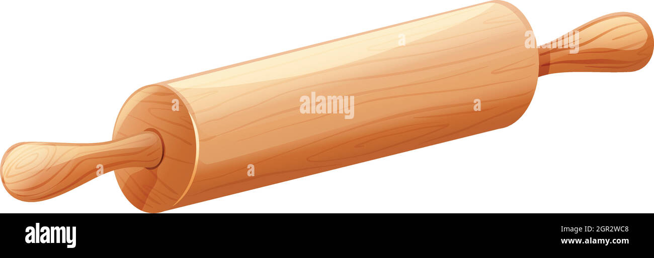 Rouleau à pâtisserie en bois sur fond blanc Illustration de Vecteur