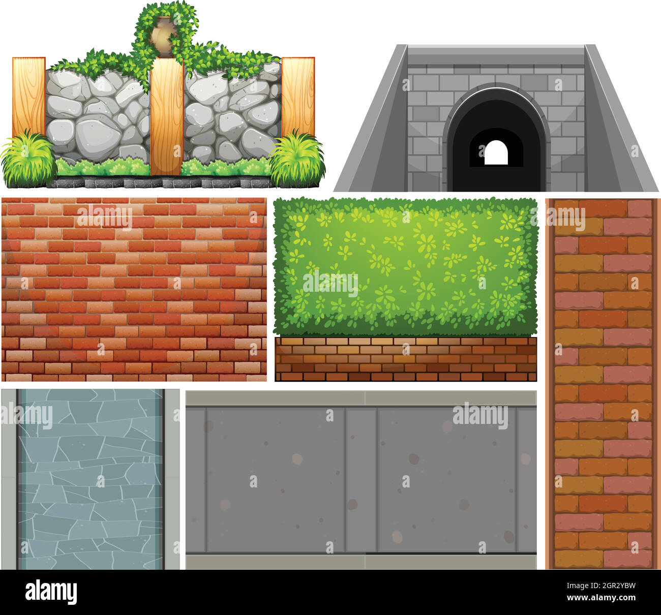 Conception différente des murs et des chemins de pied Illustration de Vecteur