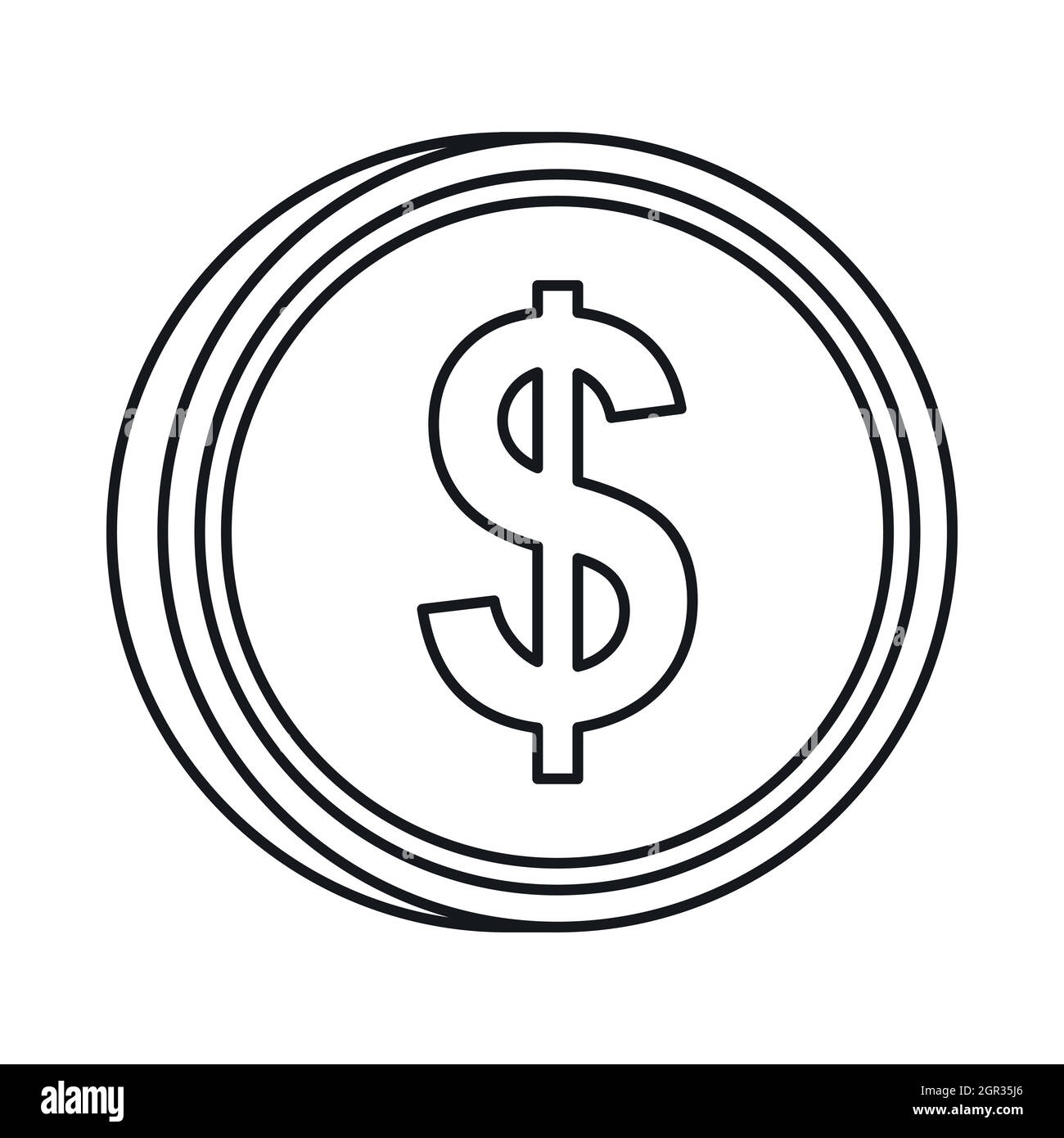Le symbole du dollar américain, l'icône de style contour Illustration de Vecteur