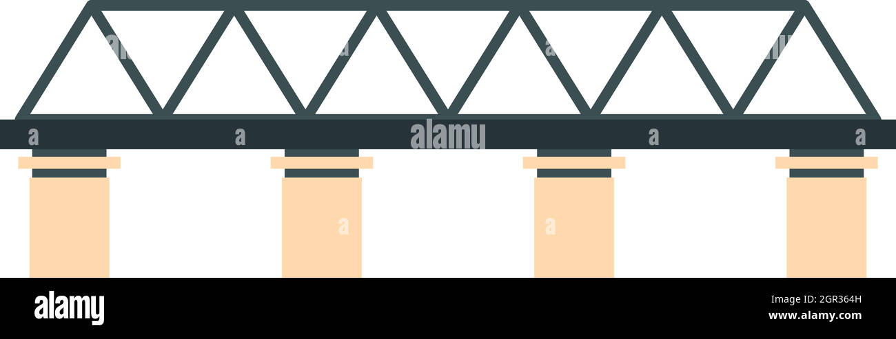 Pont à poutre triangulée en icône style plat Illustration de Vecteur