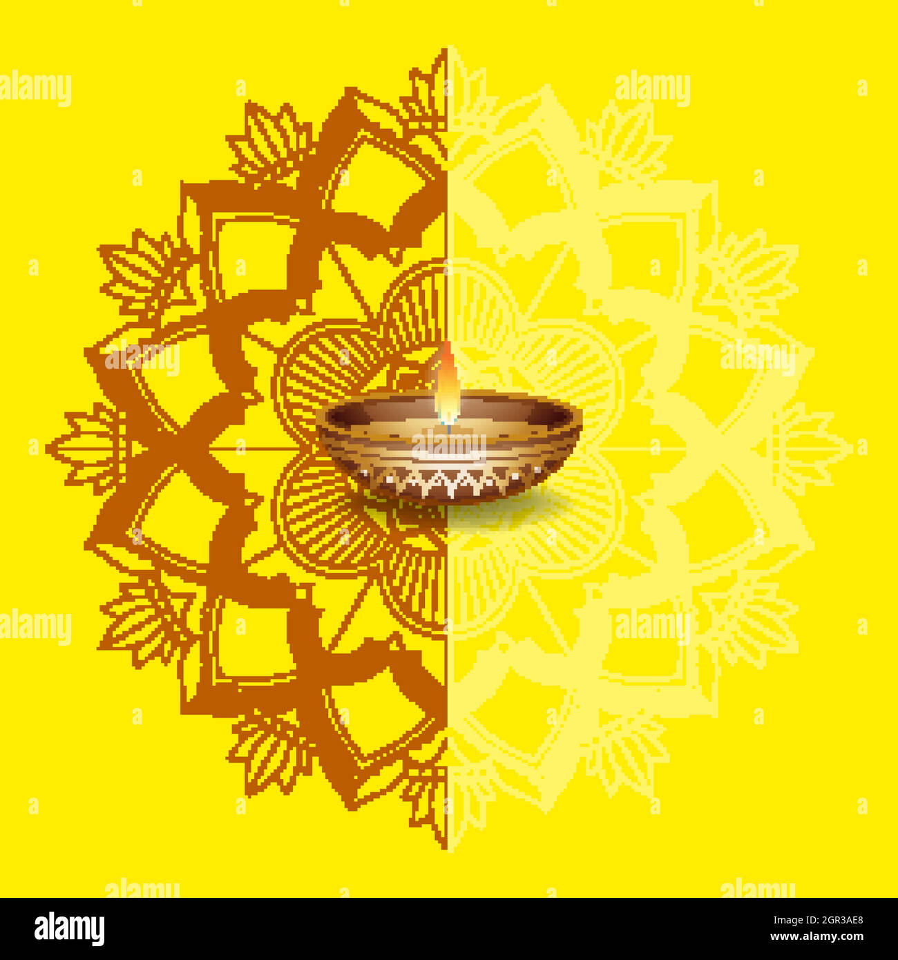Design Mandala et bougie sur fond jaune Illustration de Vecteur