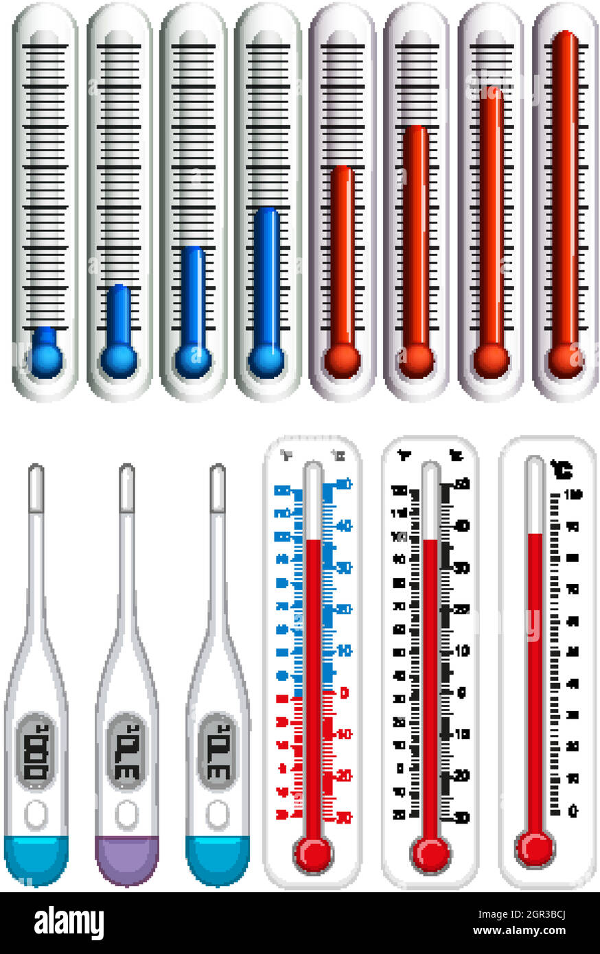 Thermomètres sur différentes échelles Illustration de Vecteur