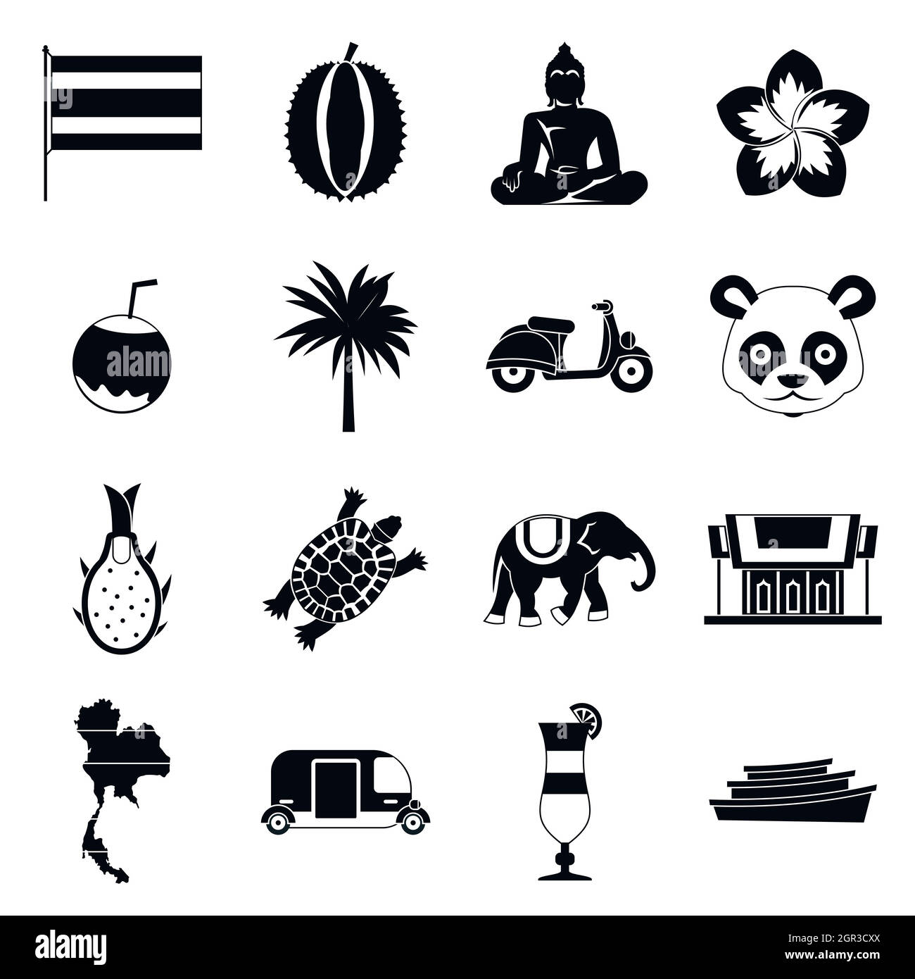 Costa Rica icons set, simple ctyle Illustration de Vecteur