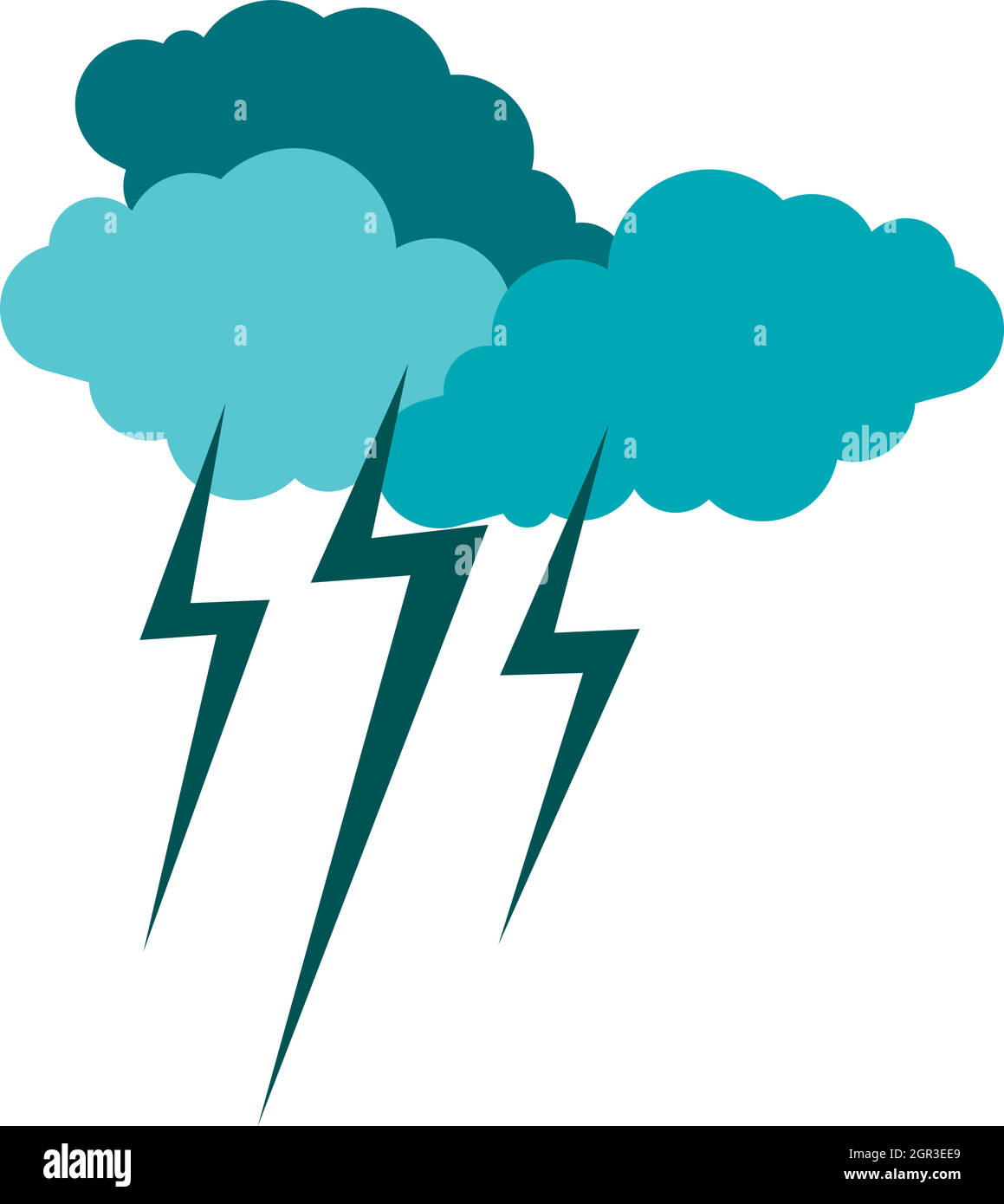 Les nuages et l'orage, l'icône de style plat Illustration de Vecteur