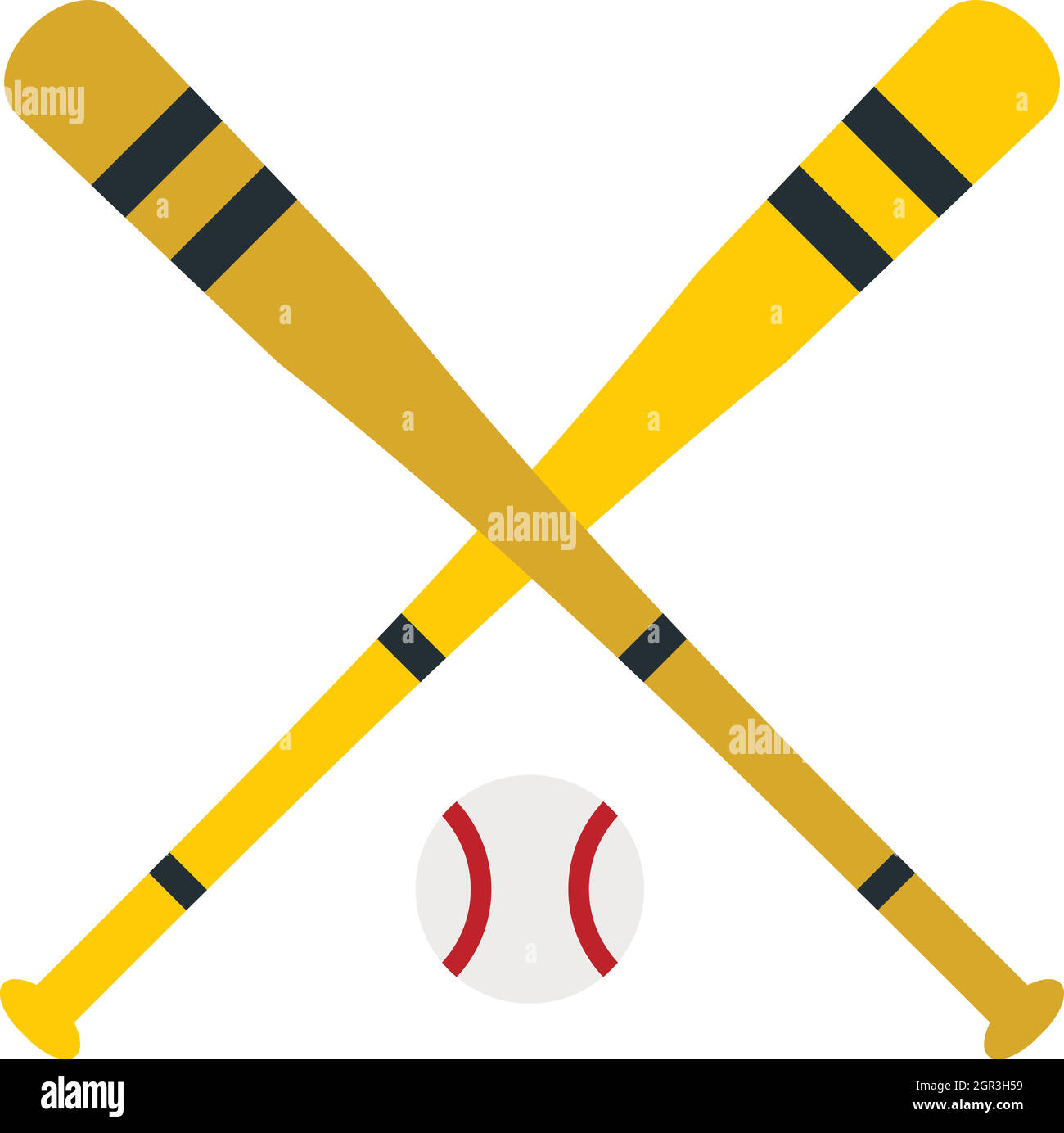 Balle de baseball et de chauves-souris, l'icône de style plat Illustration de Vecteur