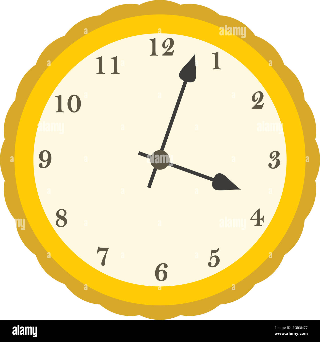 Horloge murale avec RIM, l'icône jaune style plat Illustration de Vecteur