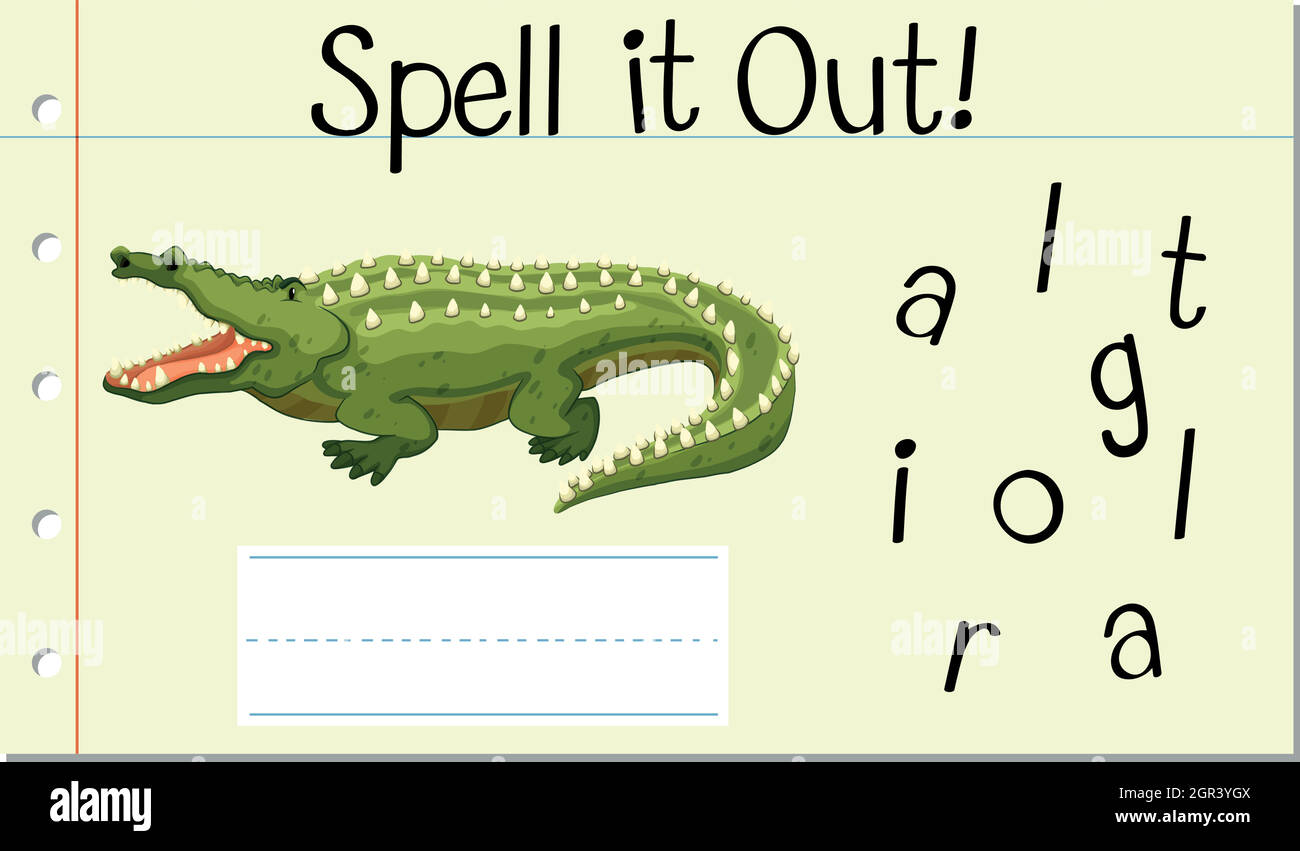 Épeler le mot anglais crocodile Illustration de Vecteur