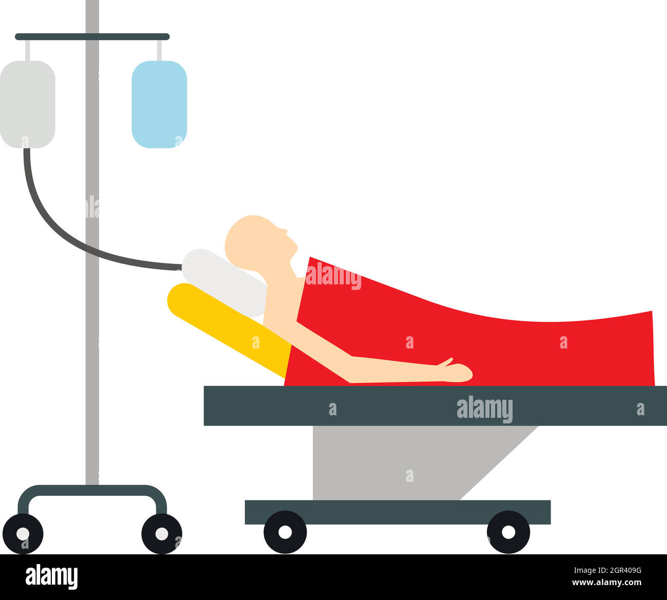 Patient dans l lit brancard sur une icône de l'égouttoir Illustration de Vecteur