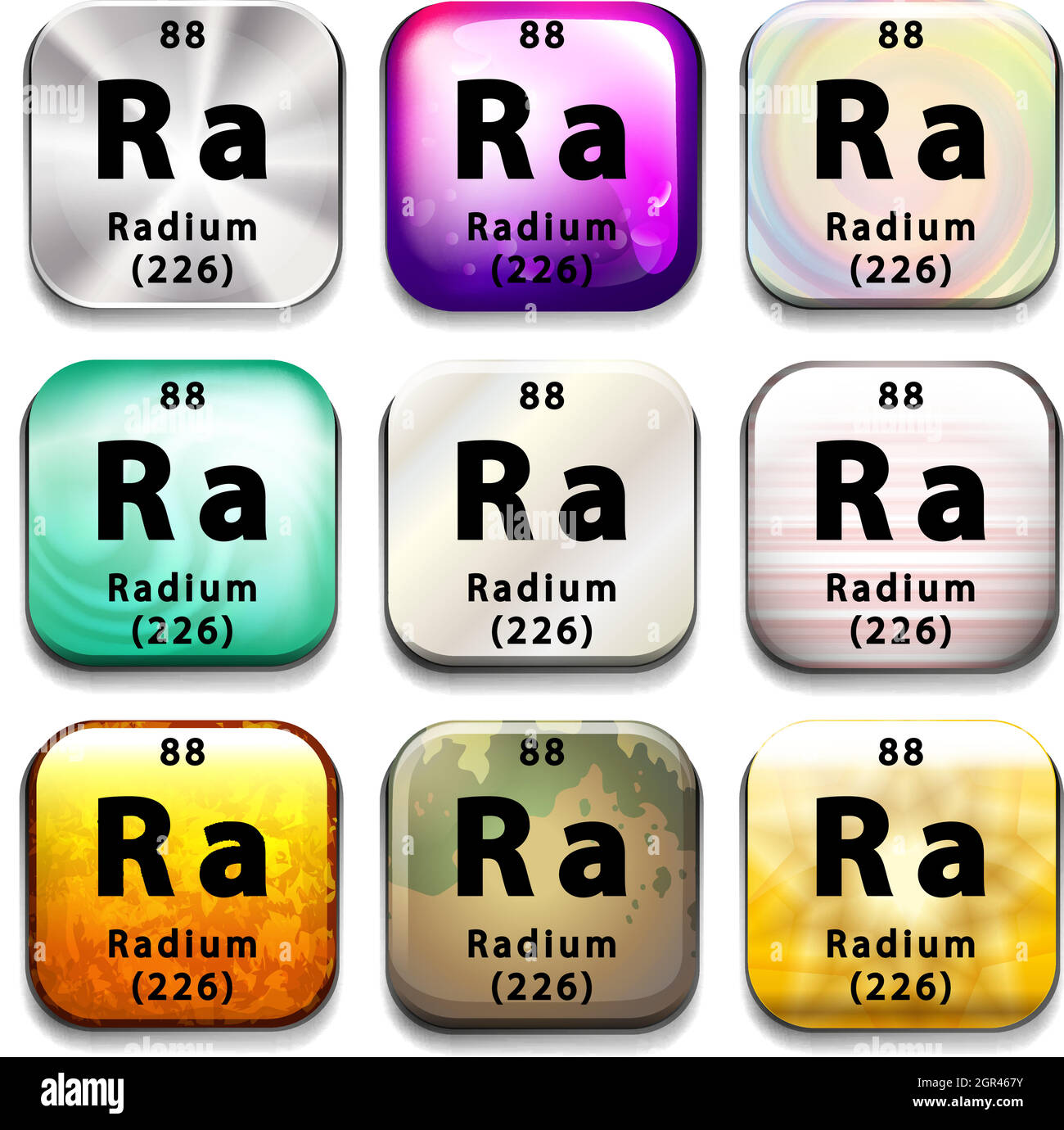 Un bouton affichant l'élément Radium Illustration de Vecteur