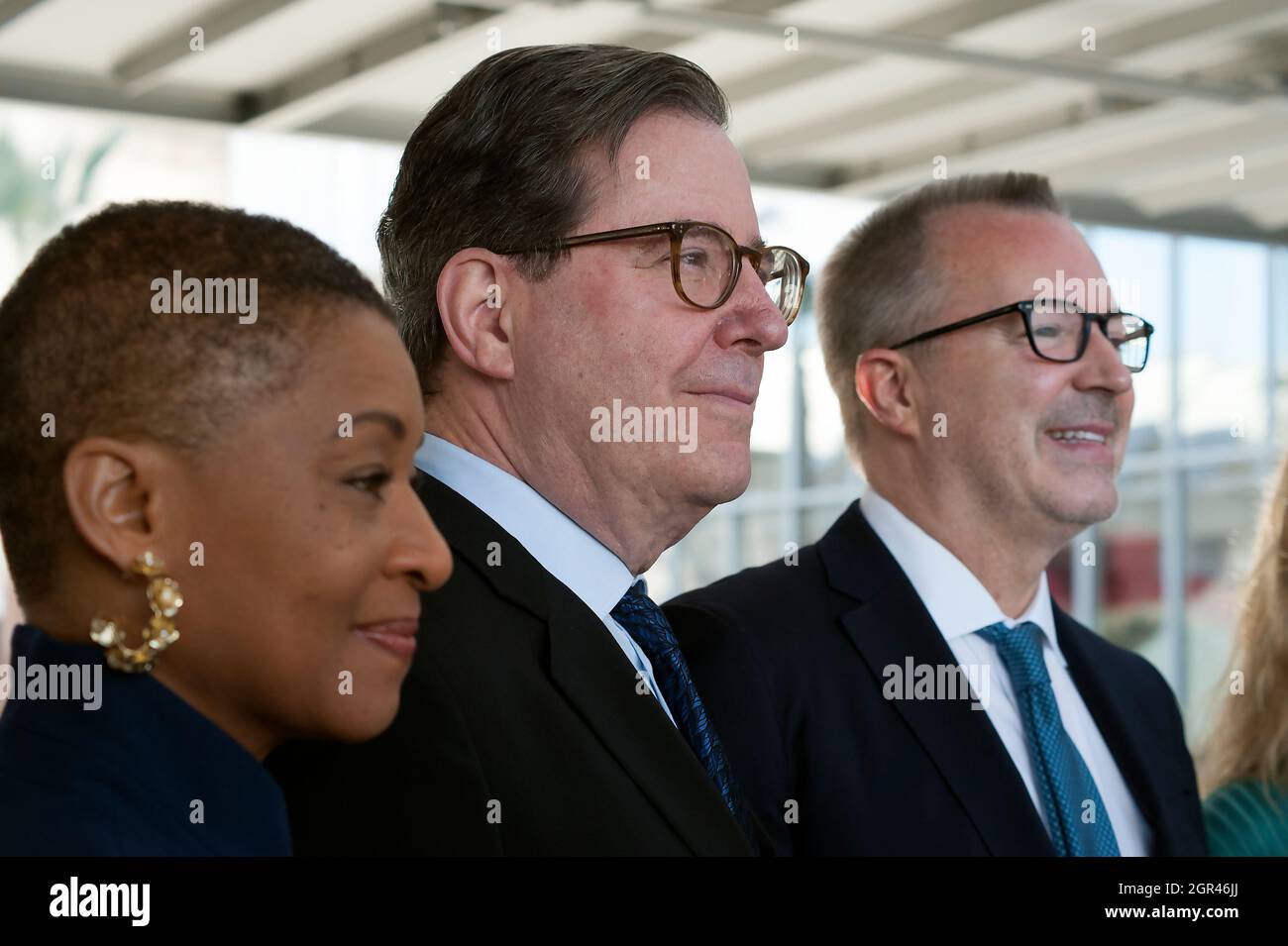 Jacqueline Stewart, David Ruben, Bill Kramer à l'événement de dévouement pour l'Academy Museum of Motion Pictures, Los Angeles, Californie, États-Unis Banque D'Images