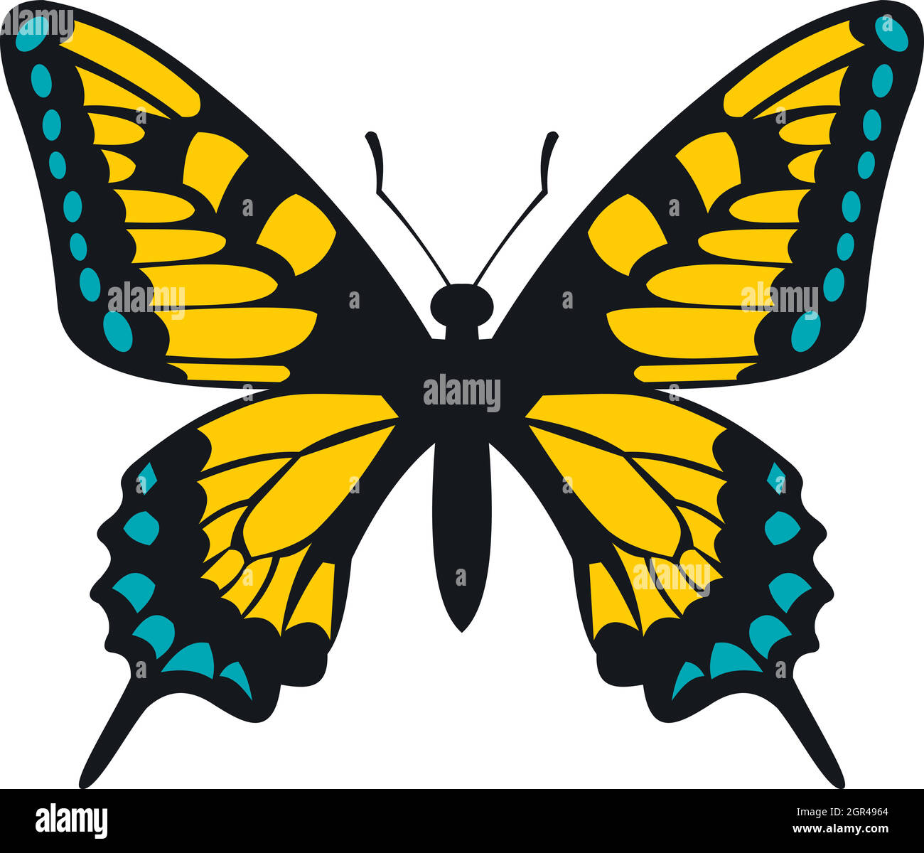 Papillon jaune, l'icône de style plat Illustration de Vecteur