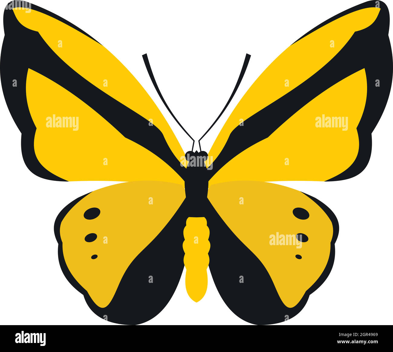 Papillon jaune, l'icône de style plat Illustration de Vecteur