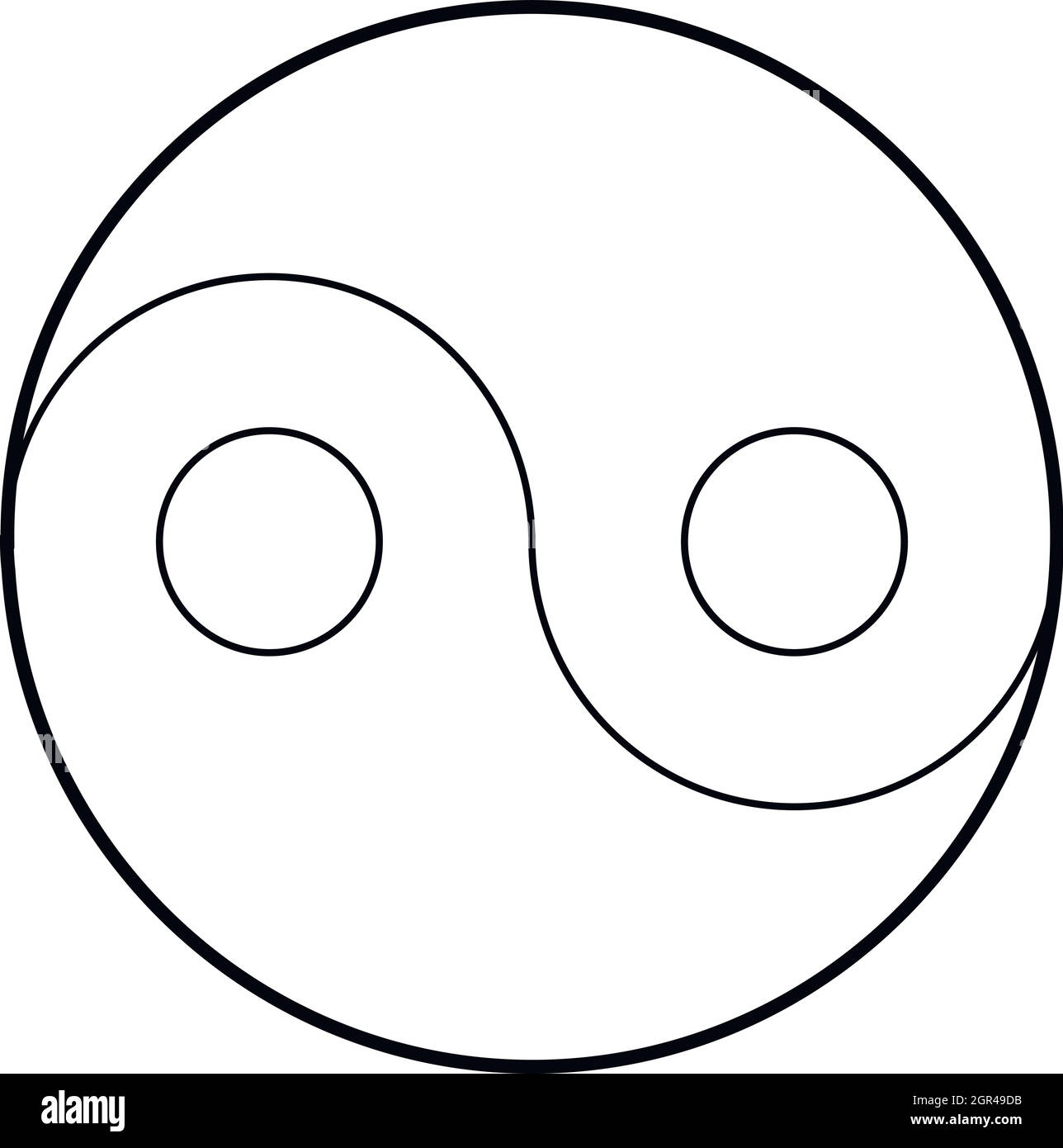 Icône symbole Yin Yang style du contour, Illustration de Vecteur