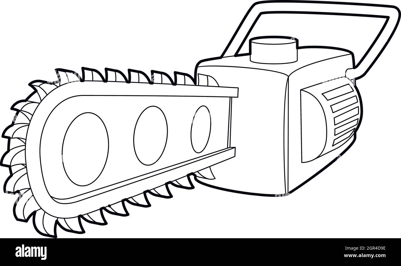 Style du contour, l'icône de la tronçonneuse Illustration de Vecteur