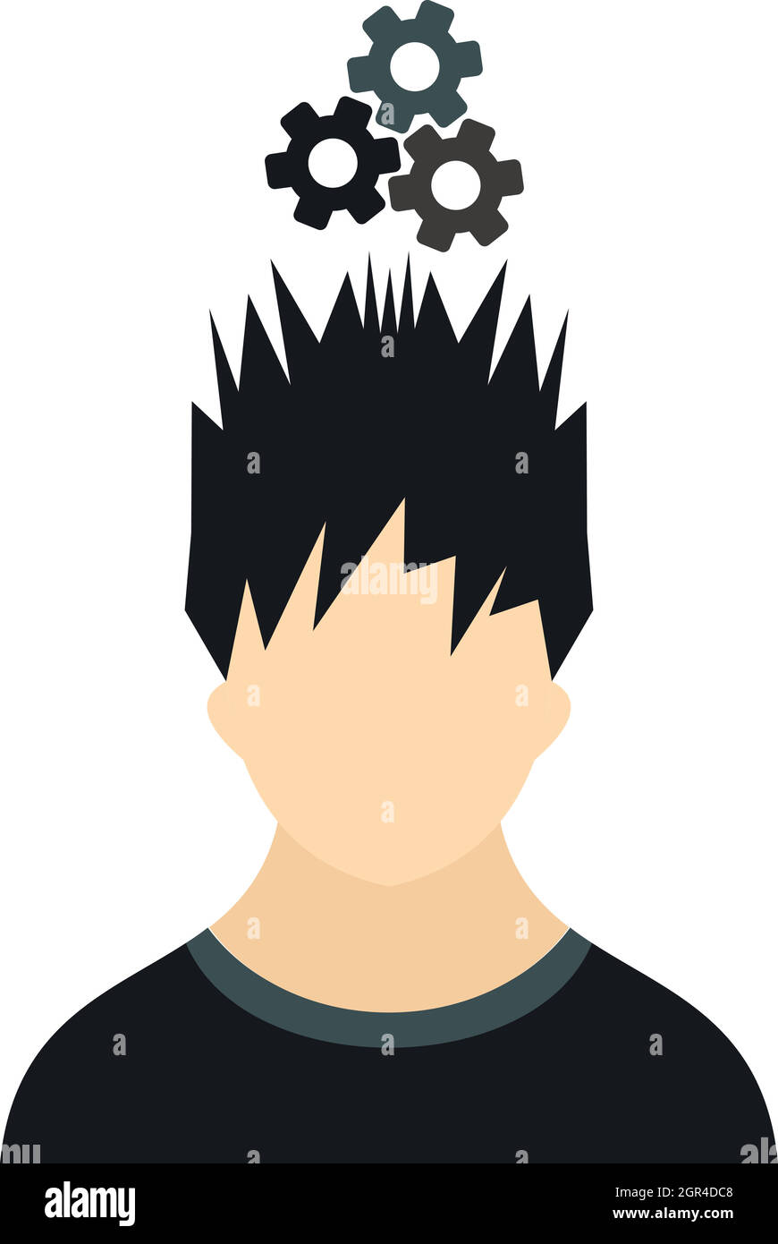 Homme avec pignons en métal sur la tête style plat icône Illustration de Vecteur