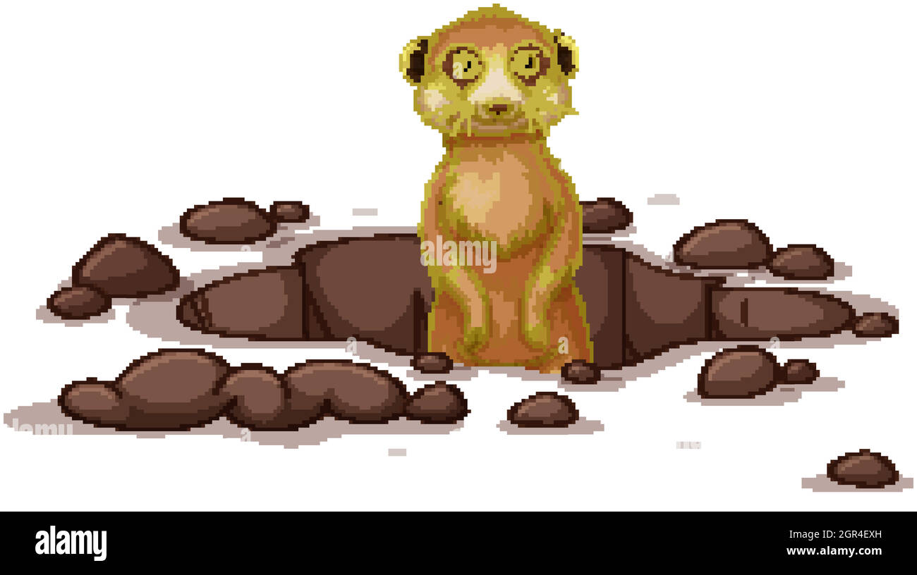 Meerkat sort sur le sol Illustration de Vecteur