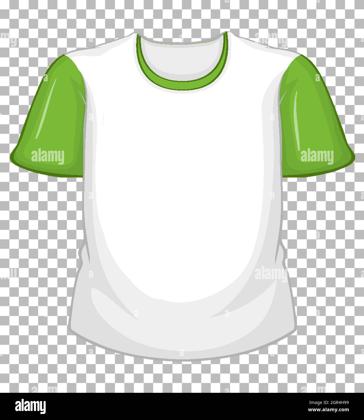 T-shirt blanc vierge à manches courtes vertes sur transparent Illustration de Vecteur