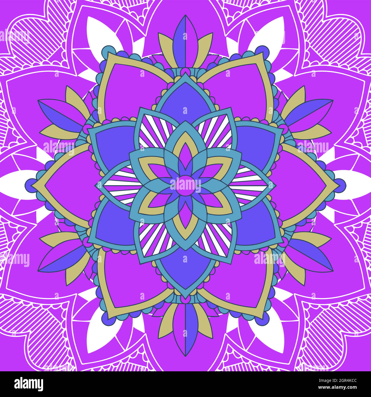 Motifs Mandala sur fond violet Illustration de Vecteur