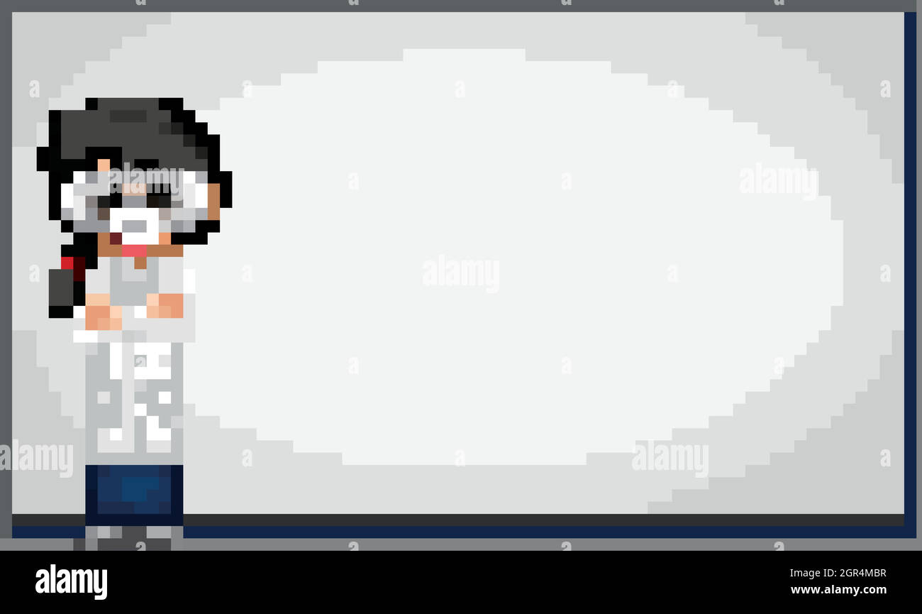 Modèle de carte avec scientifique femelle debout Illustration de Vecteur