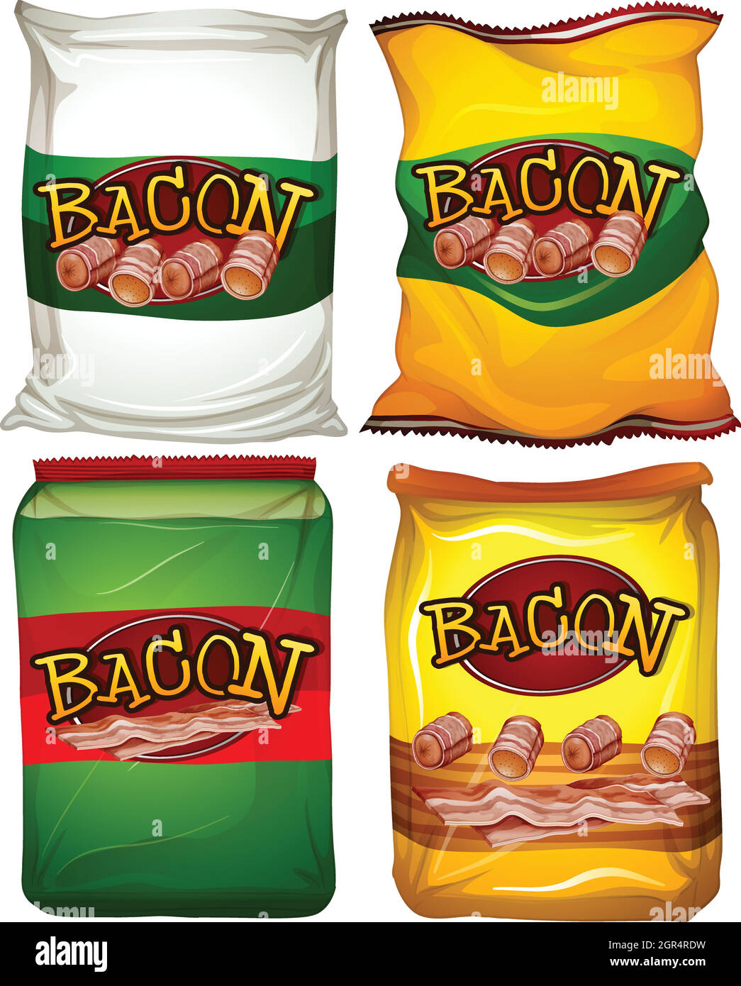 Quatre sachets de bacon Illustration de Vecteur
