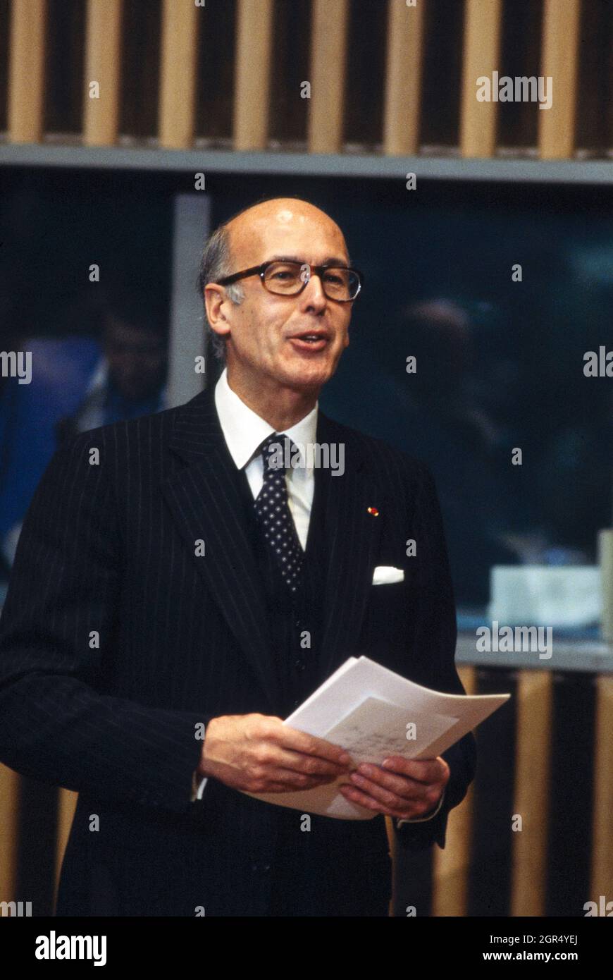 Le Président français Valéry Giscard d'Estaing, s'adressant à l'Assemblée générale des Nations Unies, New York, New York, Etats-Unis, mai 24, 1978 Banque D'Images