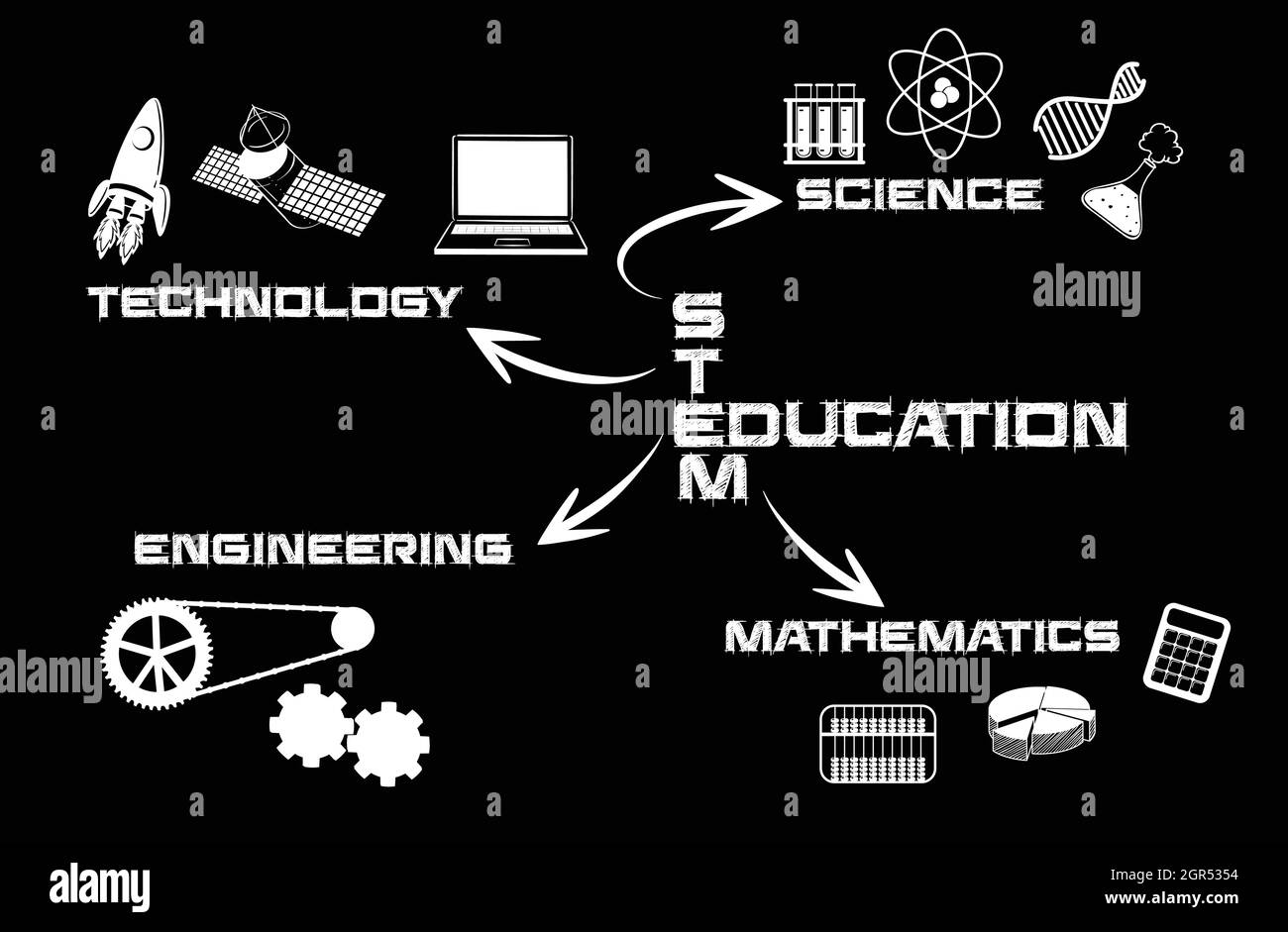 Éducation à la tige noire et blanche Illustration de Vecteur