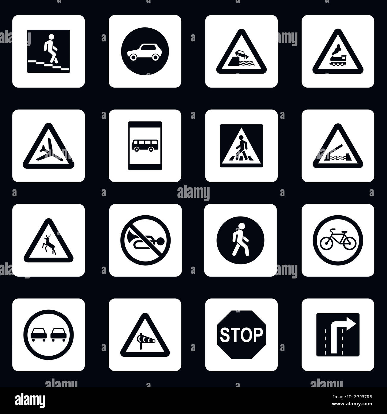 La signalisation routière, le style simple icons set Illustration de Vecteur