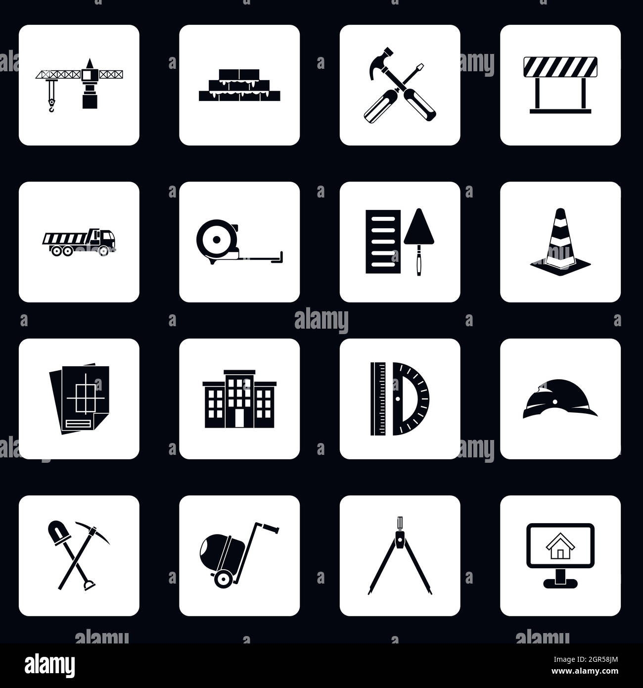 Icons set de construction, le style simple Illustration de Vecteur