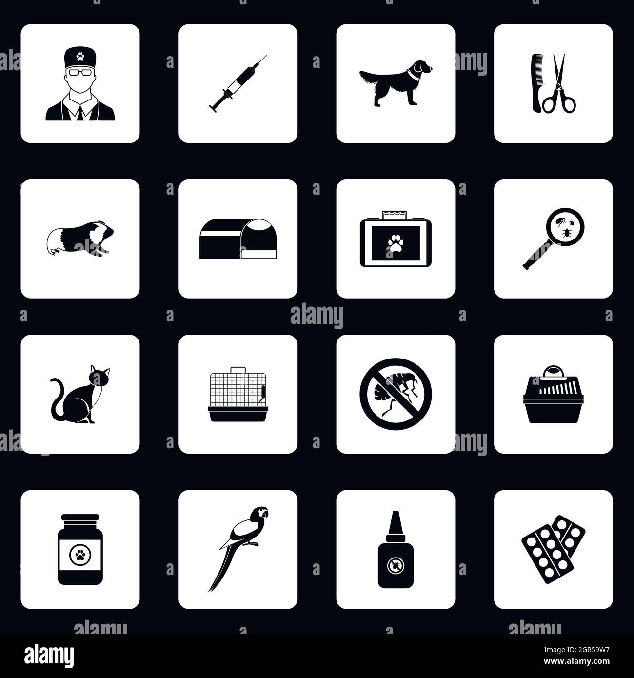 Icons set vétérinaire, le style simple Illustration de Vecteur