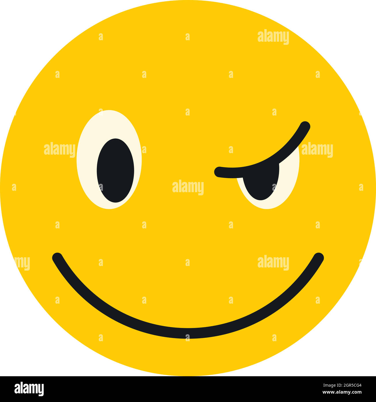 Icône smiley sournois, style plat Illustration de Vecteur