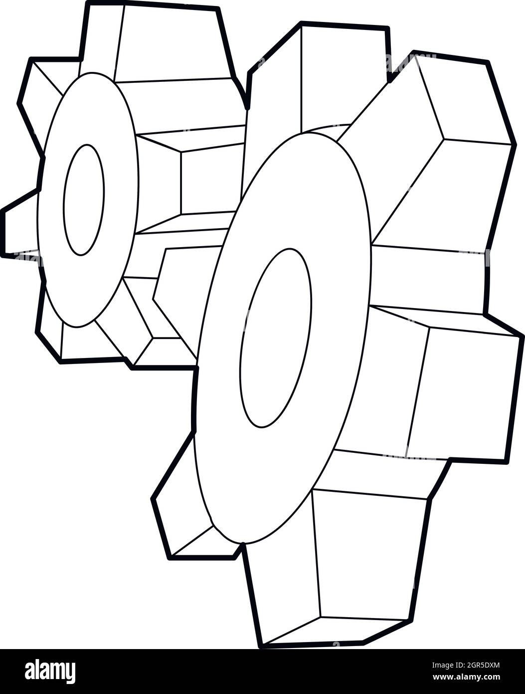 Icône style du contour de roues dentées Illustration de Vecteur