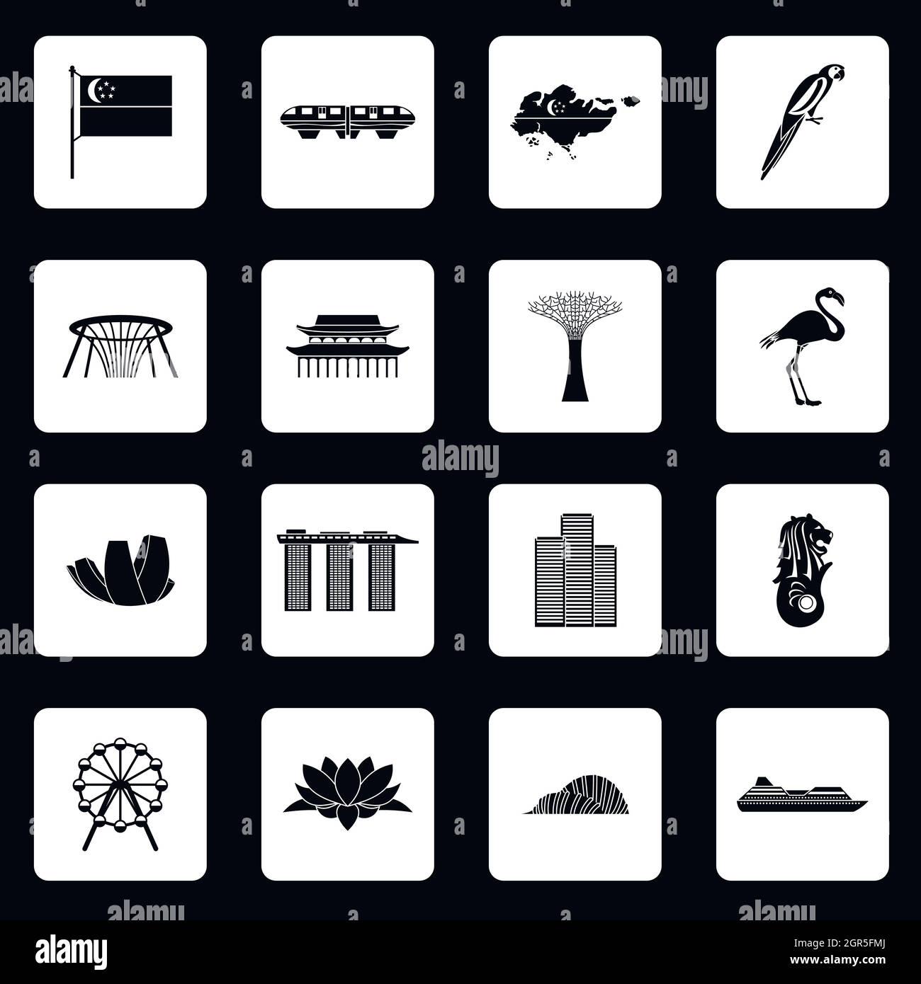 Singapour icons set dans un style simple Illustration de Vecteur