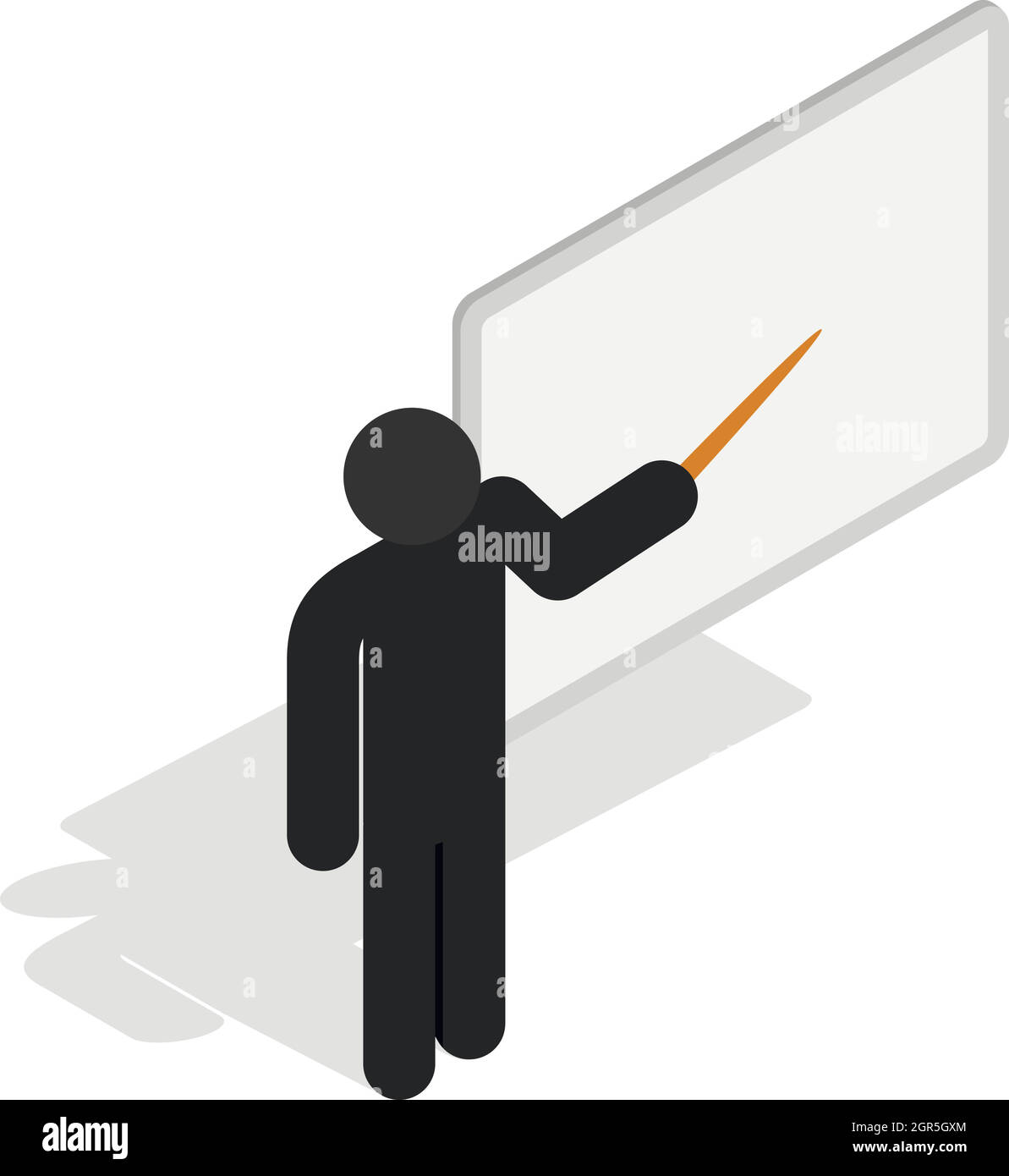 Près de l'enseignant le tableau avec l'icône du pointeur Illustration de Vecteur